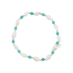 Nassa & Stone Bead Stretch Anklet