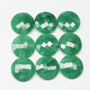 Natural Dyed Green Emerald Faceted Coin Beads 18mm 2pc