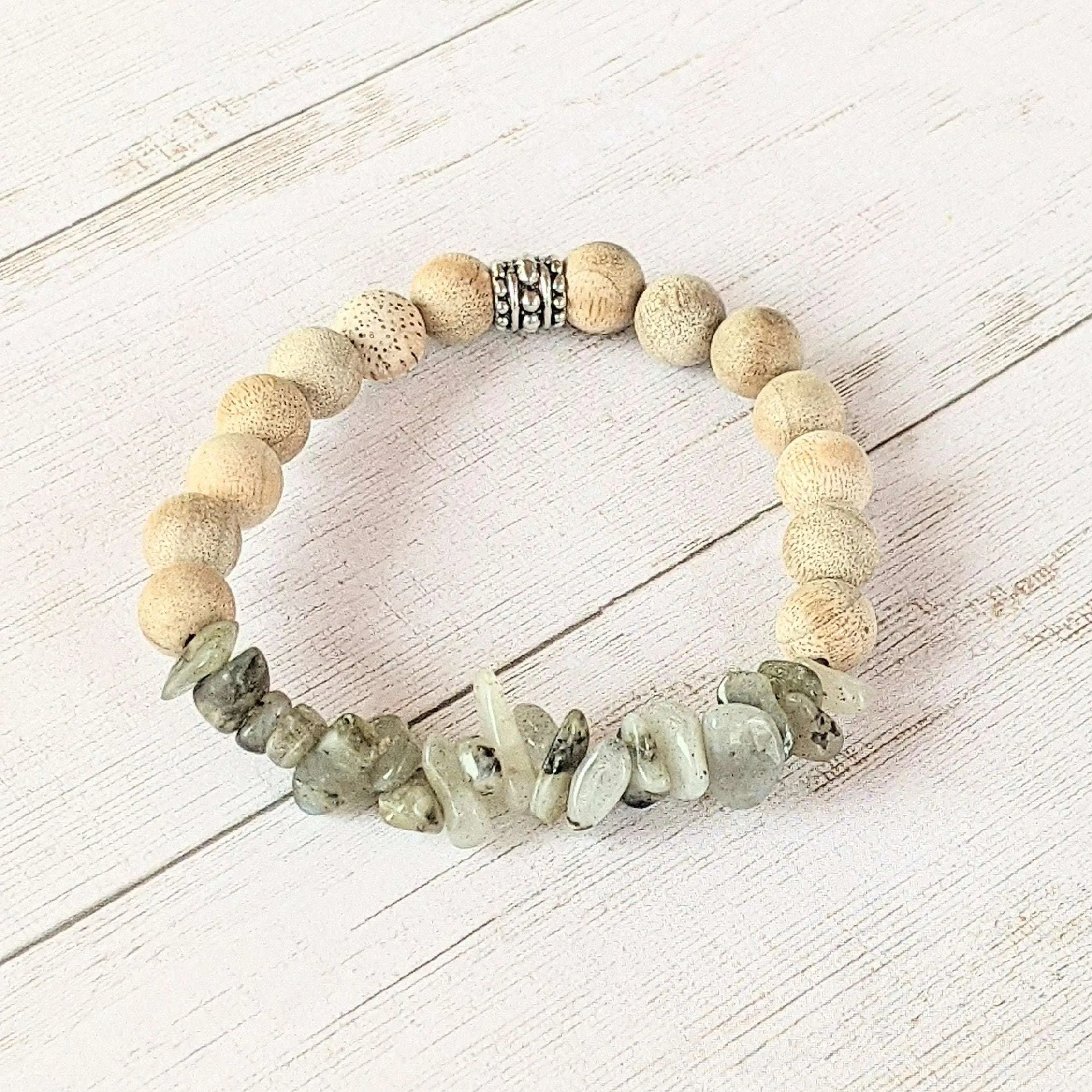 Natural Light Labradorite Gemstone Chip Diffuser Bracelet- Transformation Bracelet
