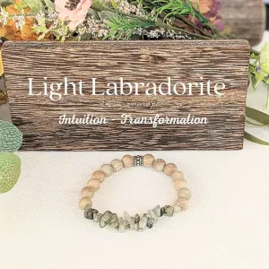 Natural Light Labradorite Gemstone Chip Diffuser Bracelet- Transformation Bracelet