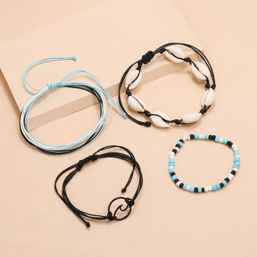 Natural Shell, Beads & Sea Wave Anklet