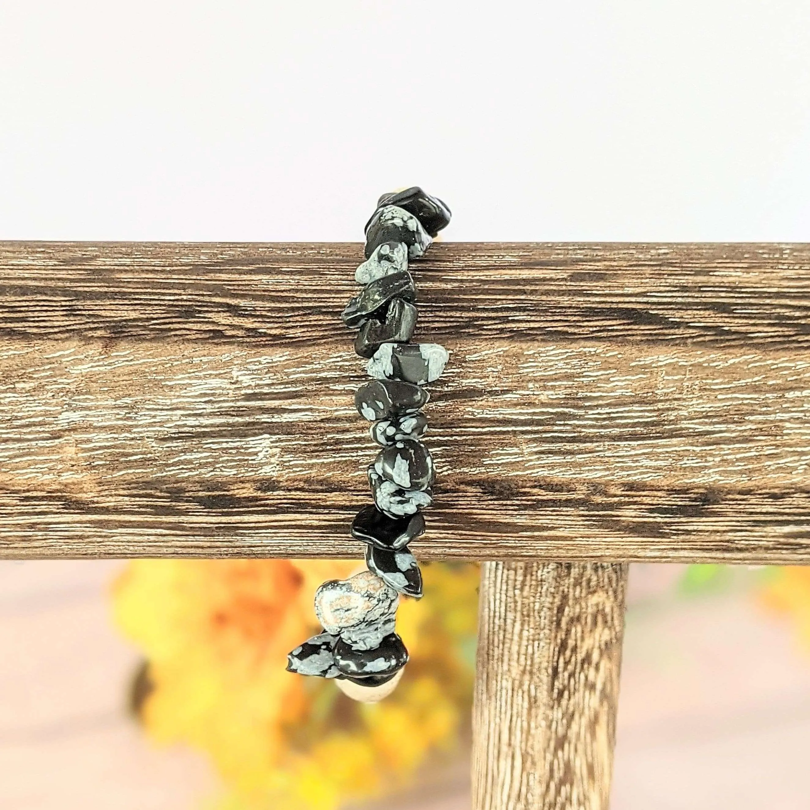 Natural Snowflake Obsidian Gemstone Chip Diffuser Bracelet-Optimism Bracelet