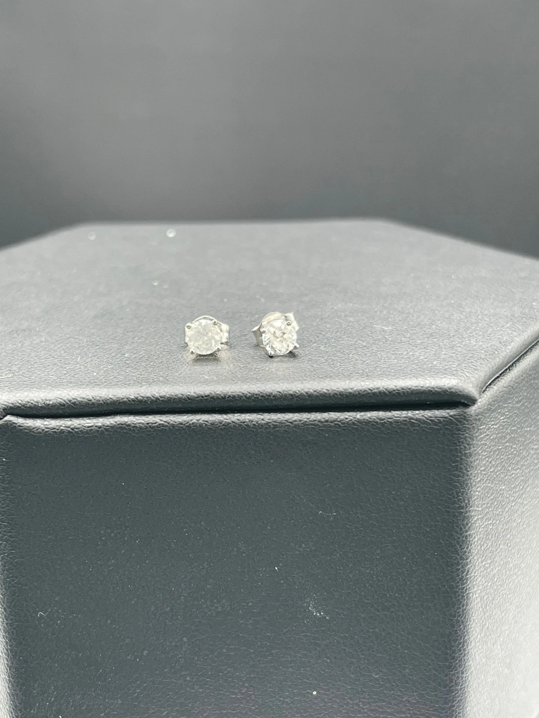 Natural White Diamond 14K White Gold Stud Earrings
