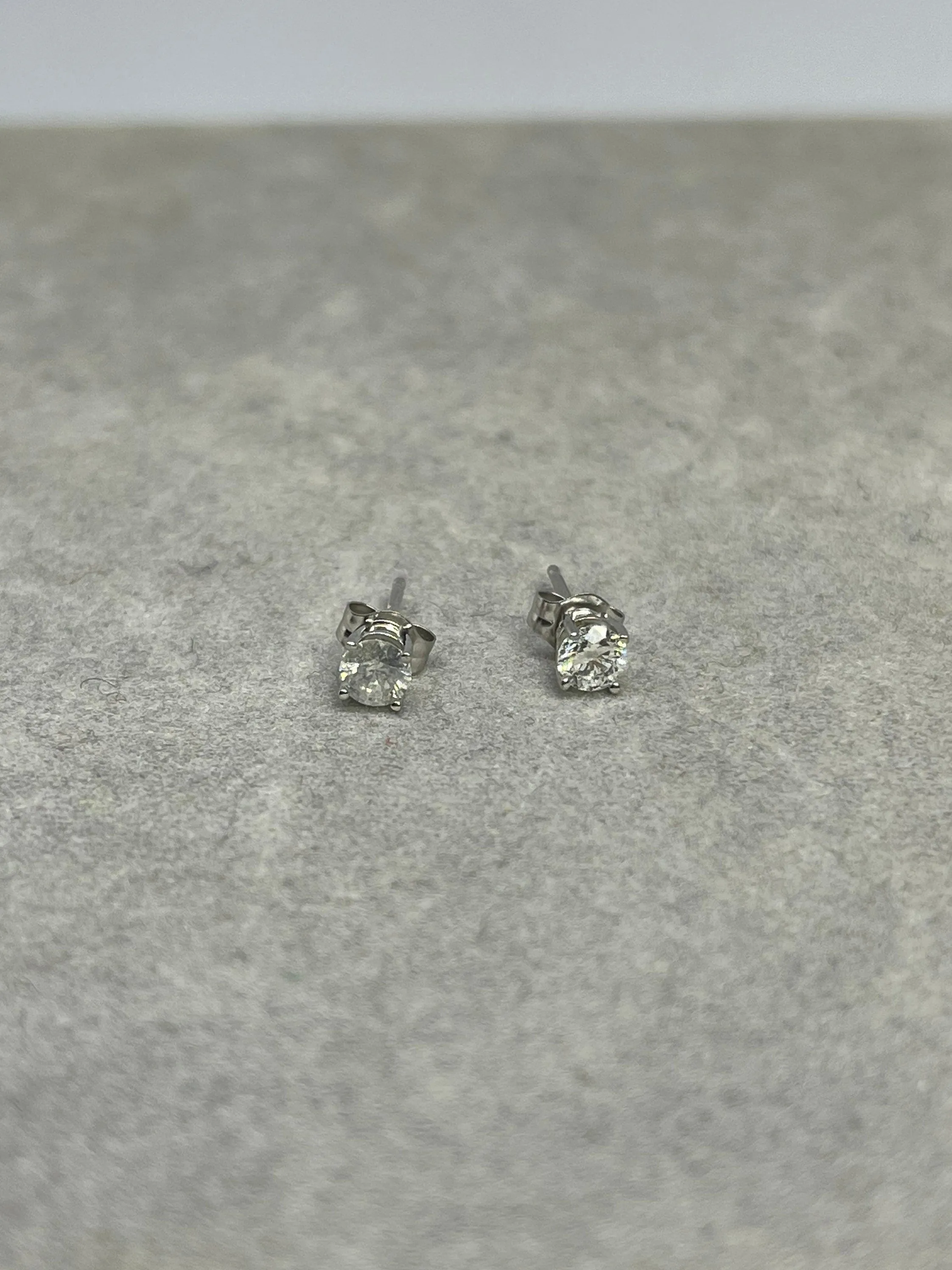 Natural White Diamond 14K White Gold Stud Earrings