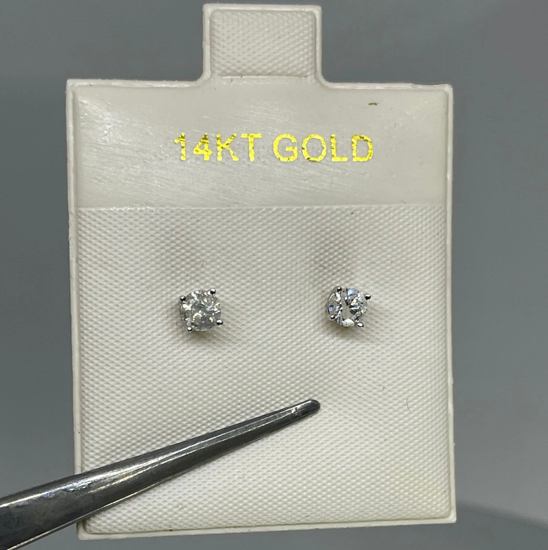 Natural White Diamond 14K White Gold Stud Earrings