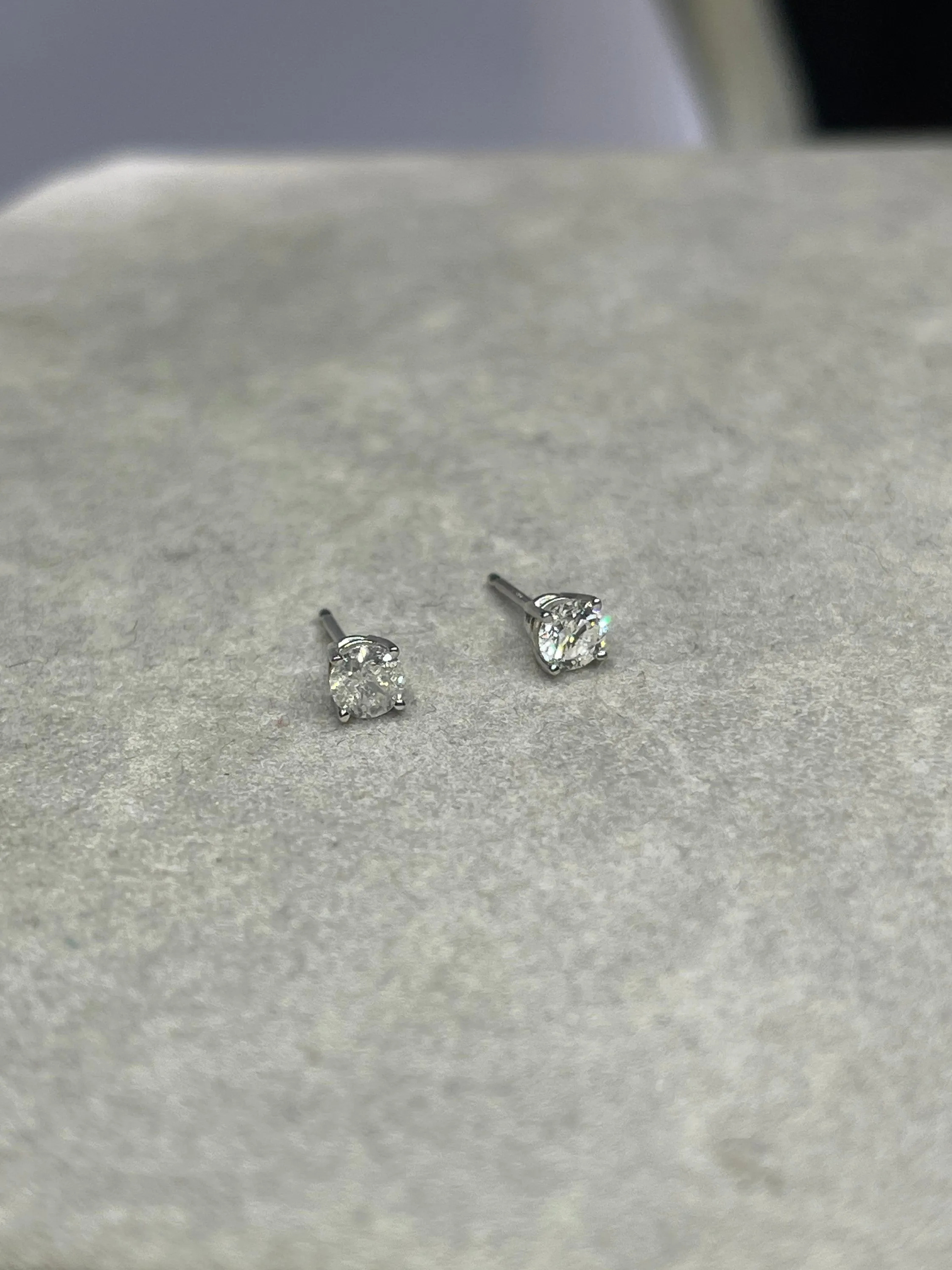 Natural White Diamond 14K White Gold Stud Earrings