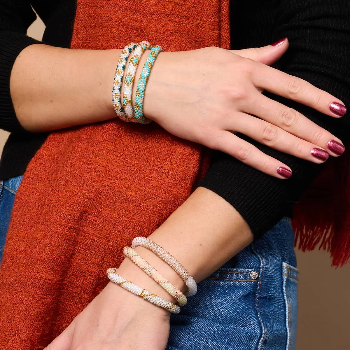 Neon Pumpkin | Himalayan Glass Bead Bracelet