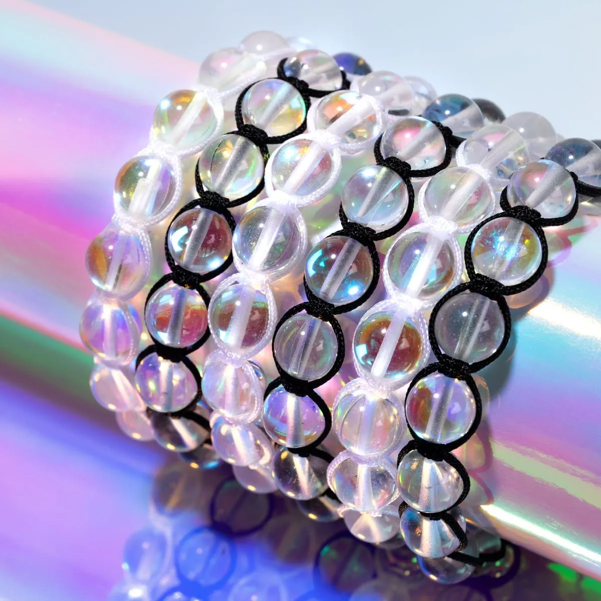 Neon White | Rainbow Supernova | Silver | Galaxy Glass Charmballa Bracelet