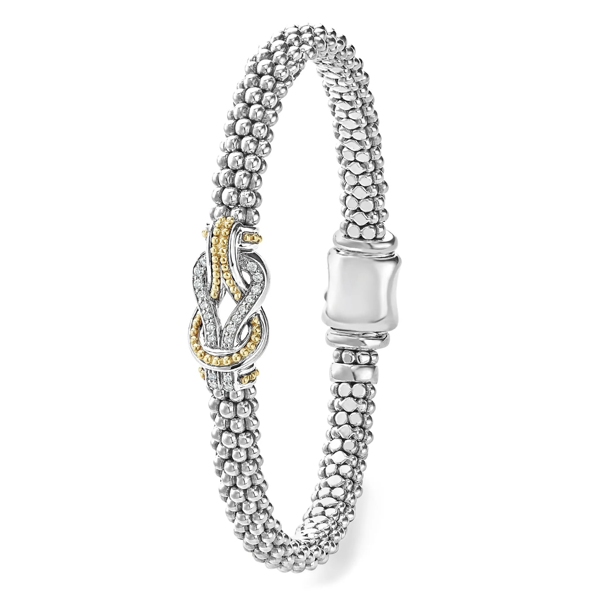 Newport Two-Tone Knot Caviar Diamond Bracelet | 6mm