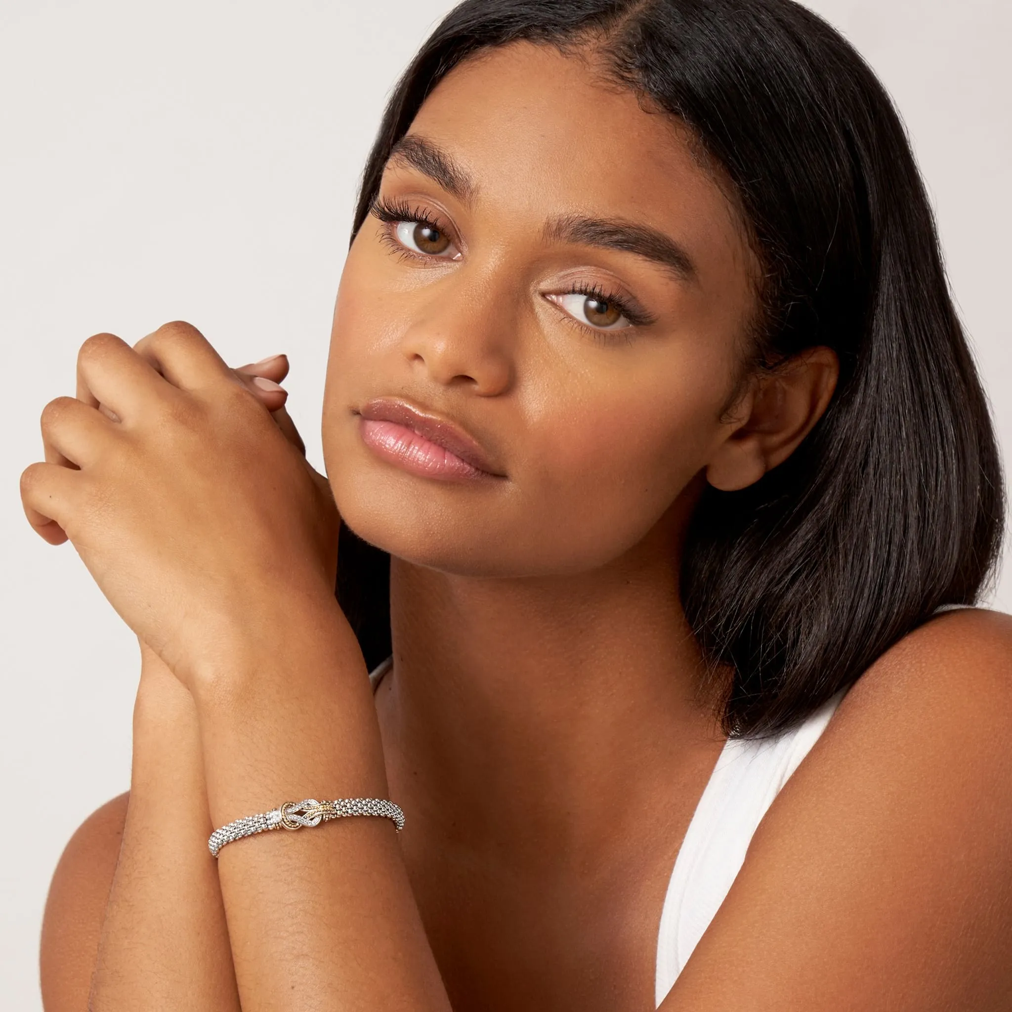 Newport Two-Tone Knot Caviar Diamond Bracelet | 6mm