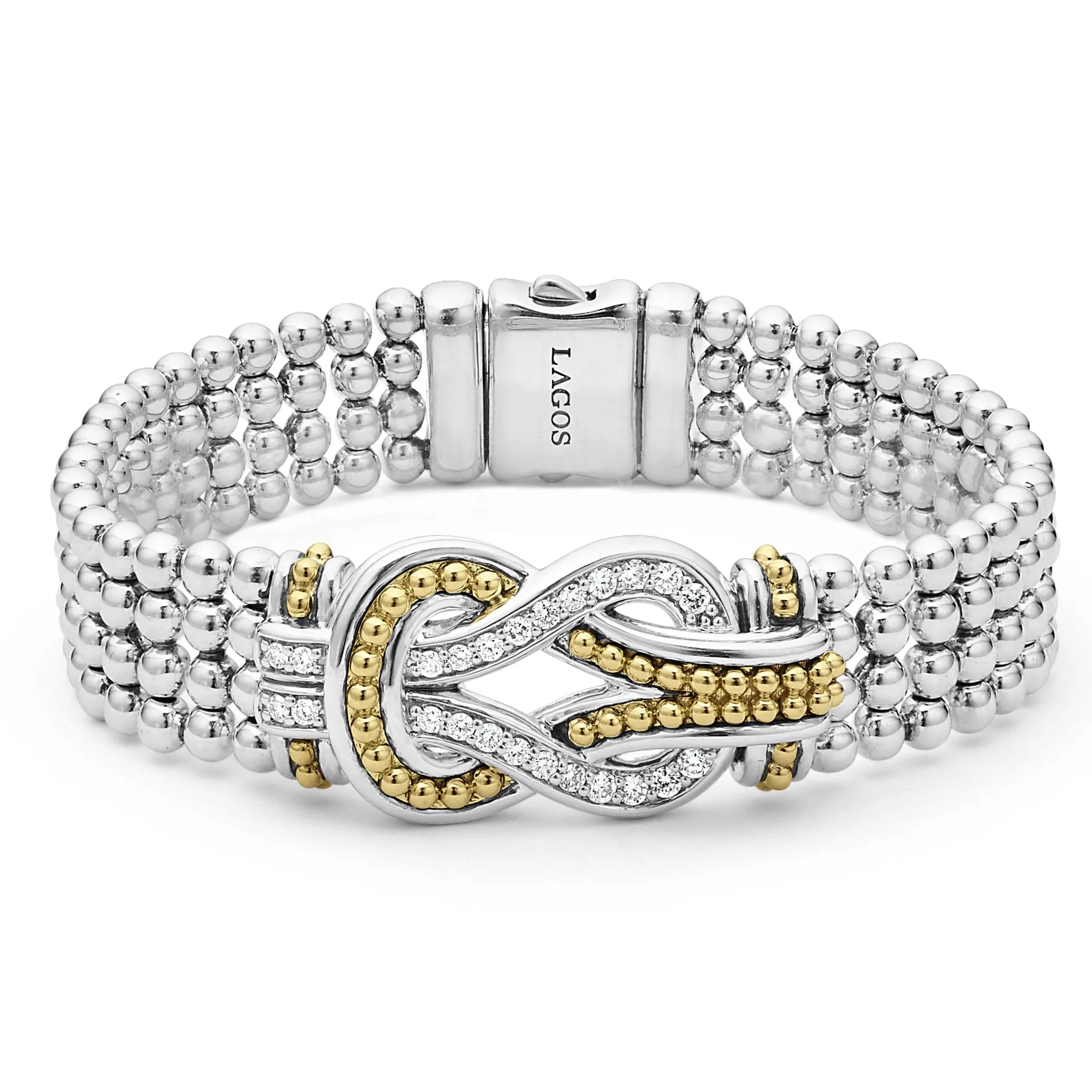 Newport Two-Tone Knot Diamond Statement Bracelet