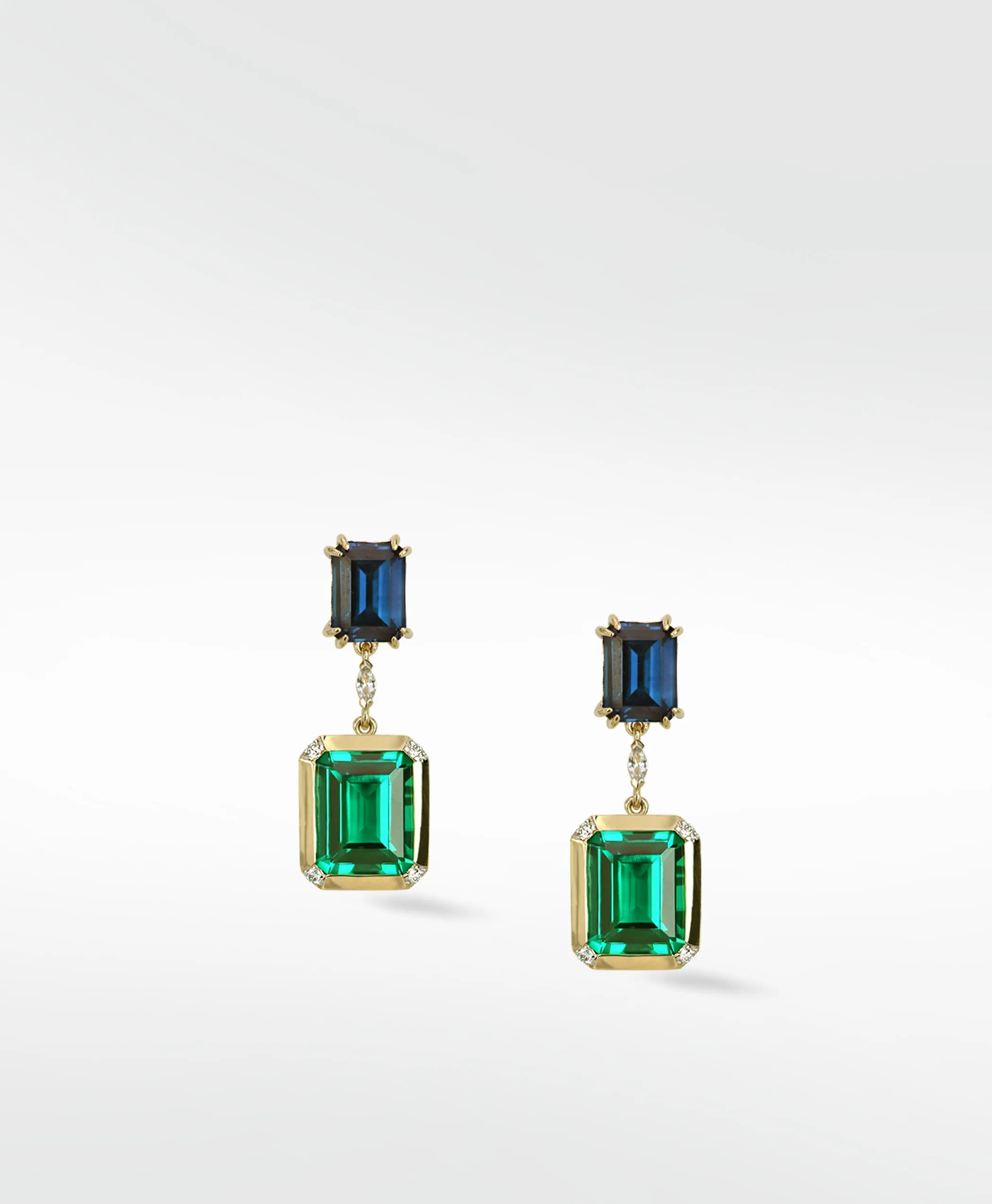 Nexus Sapphire and Emerald Drop Earrings