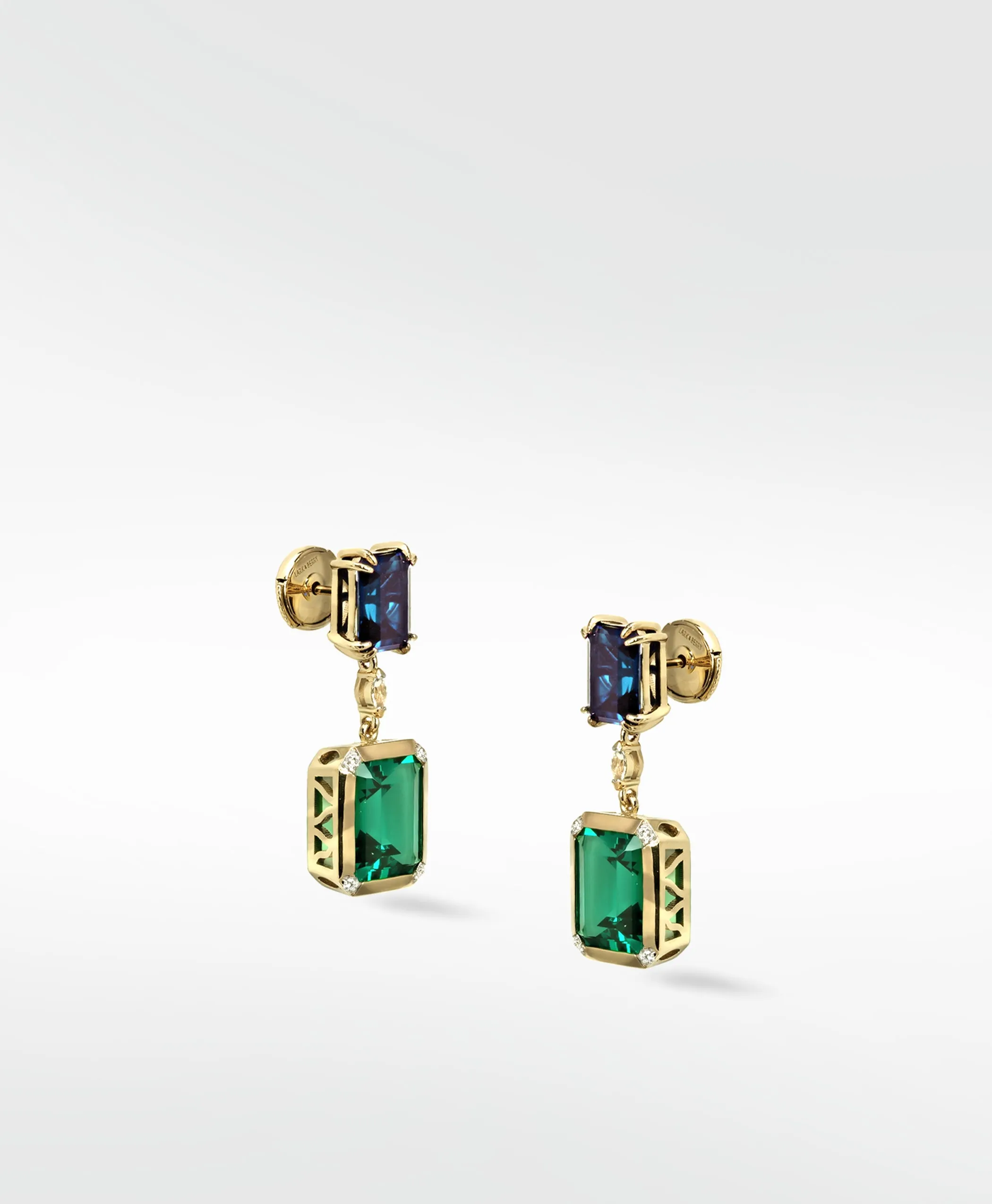 Nexus Sapphire and Emerald Drop Earrings