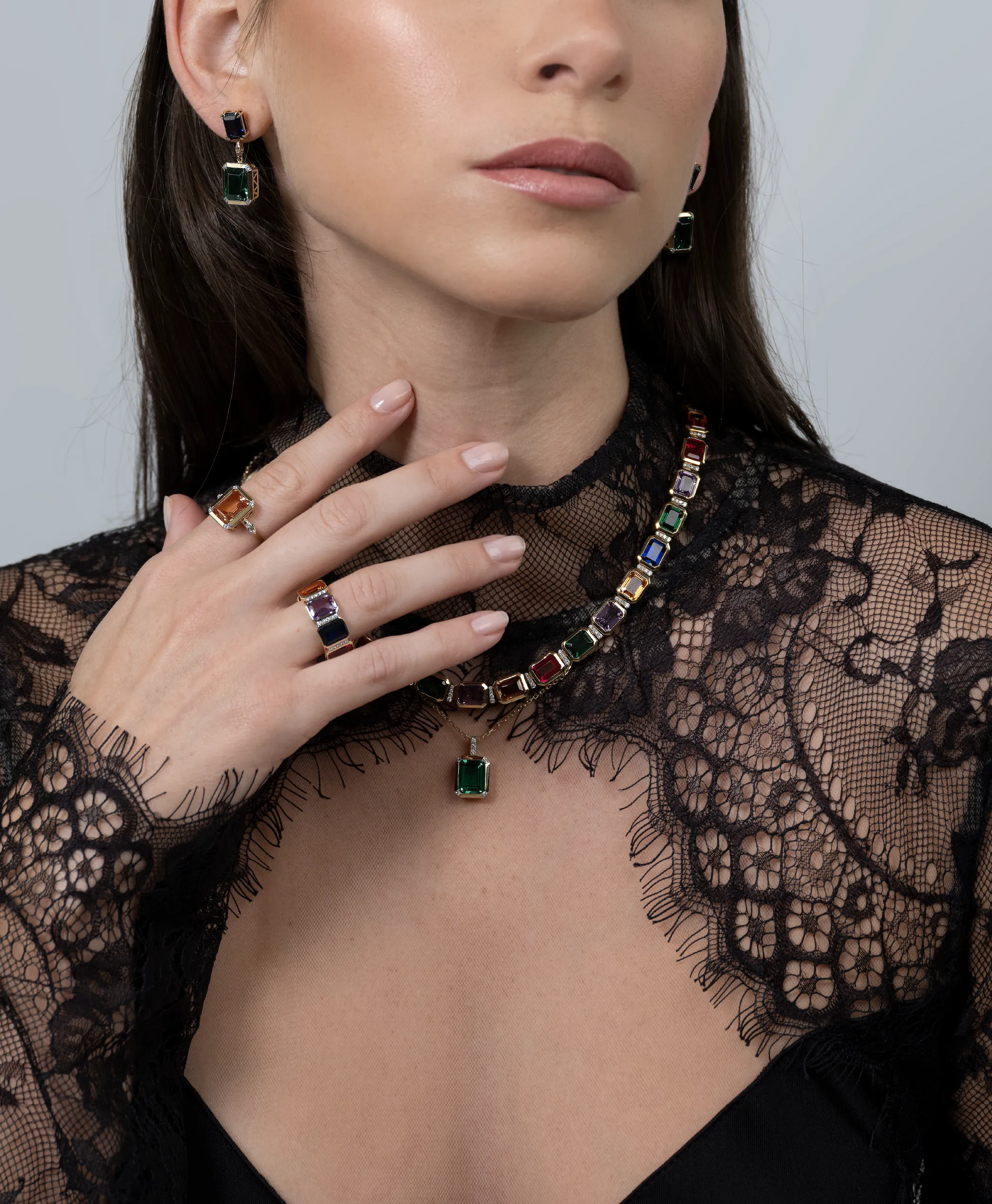 Nexus Sapphire and Emerald Drop Earrings