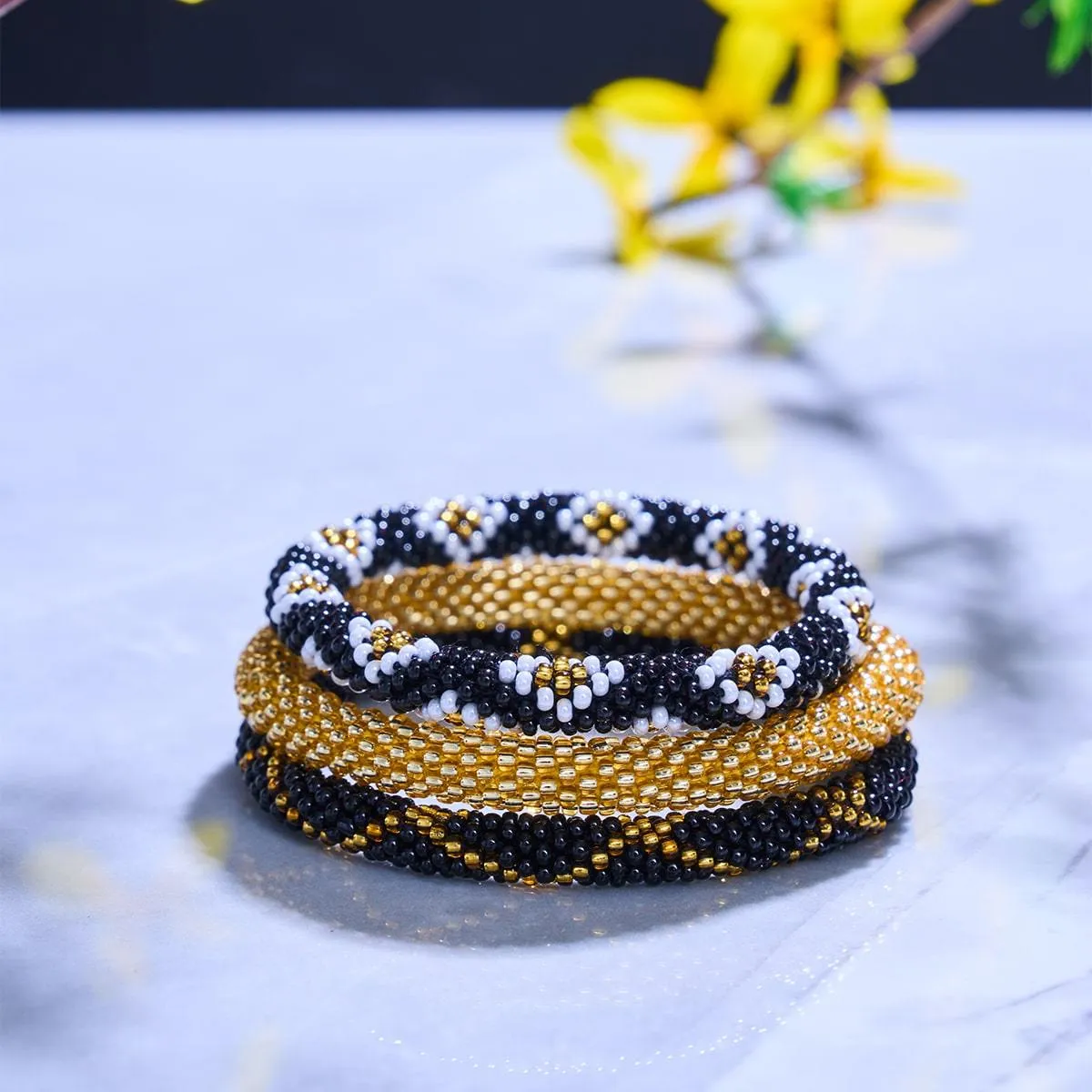 Night's Rose | Himalayan Glass Bead Bracelet