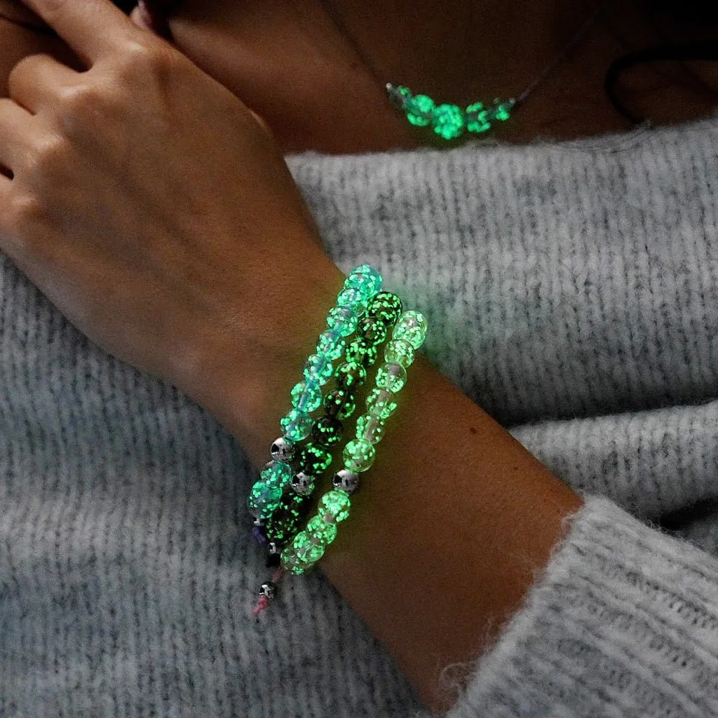 Nogu Lilac | Silver | Firefly Glass Macrame Bracelet