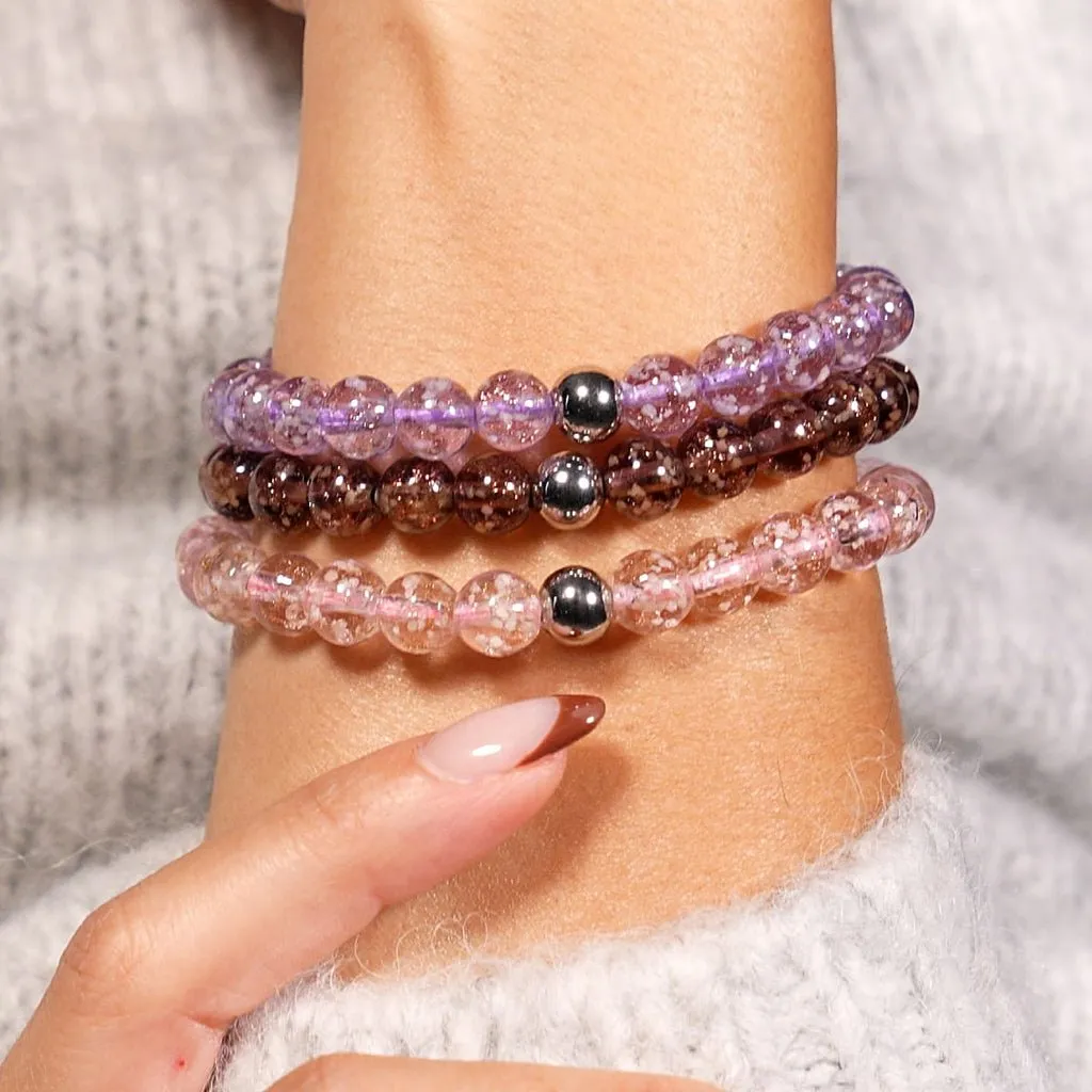 Nogu Lilac | Silver | Firefly Glass Macrame Bracelet