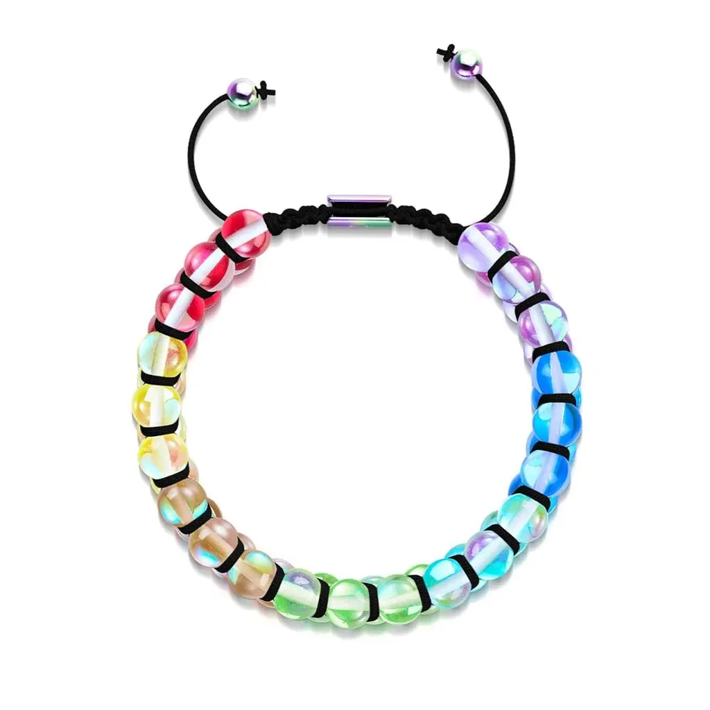 Nogu Spectral Chakra | Unicorn Silver | Double Galaxy Glass Macrame Bracelet