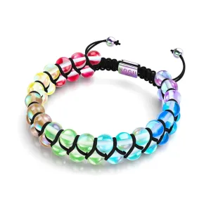 Nogu Spectral Chakra | Unicorn Silver | Double Galaxy Glass Macrame Bracelet