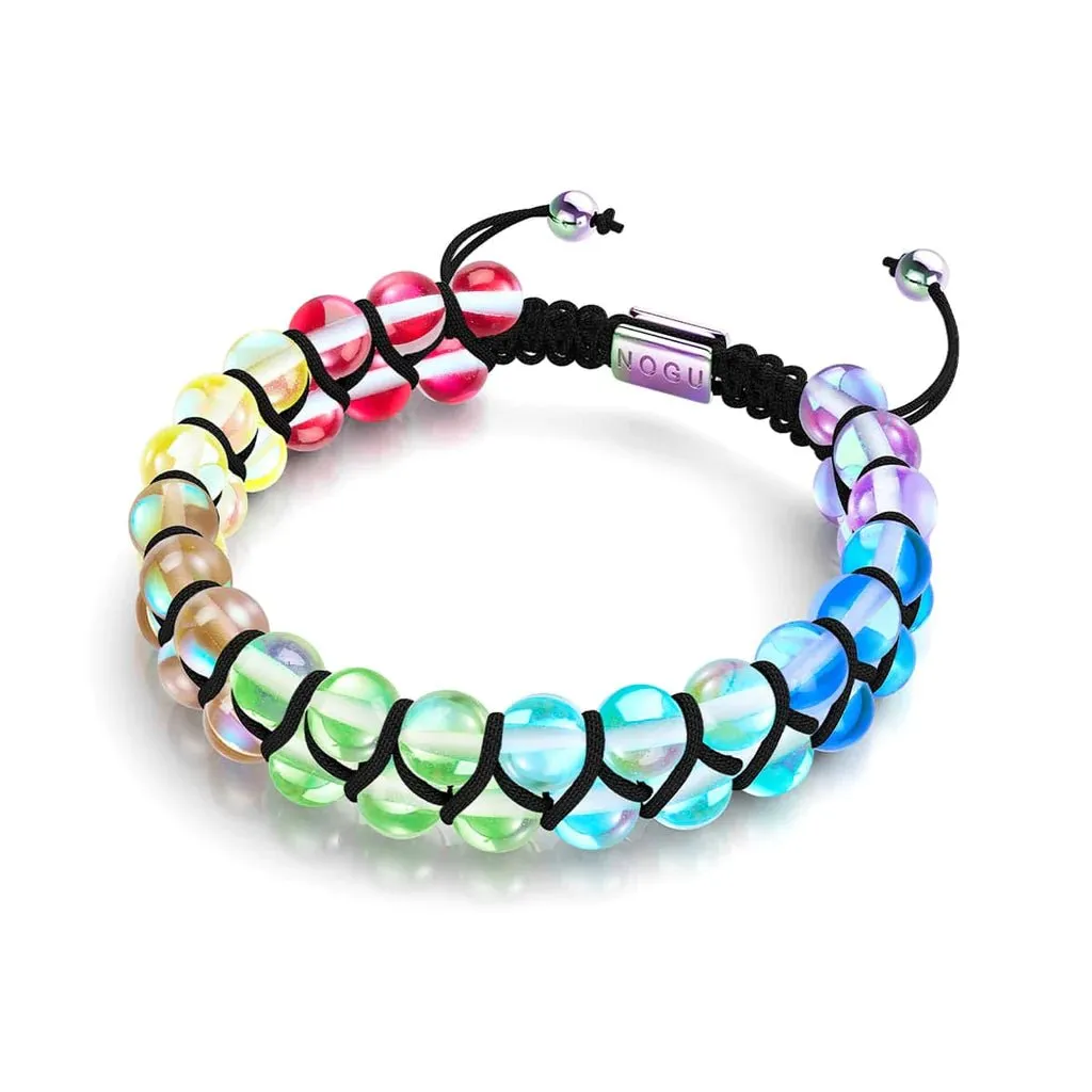 Nogu Spectral Chakra | Unicorn Silver | Double Galaxy Glass Macrame Bracelet