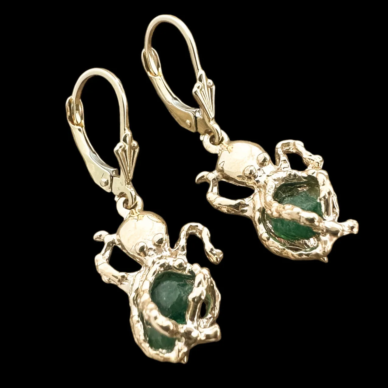 Non-Shipwreck Emerald Earrings,  2.6 CT, Mounted in 14K Gold