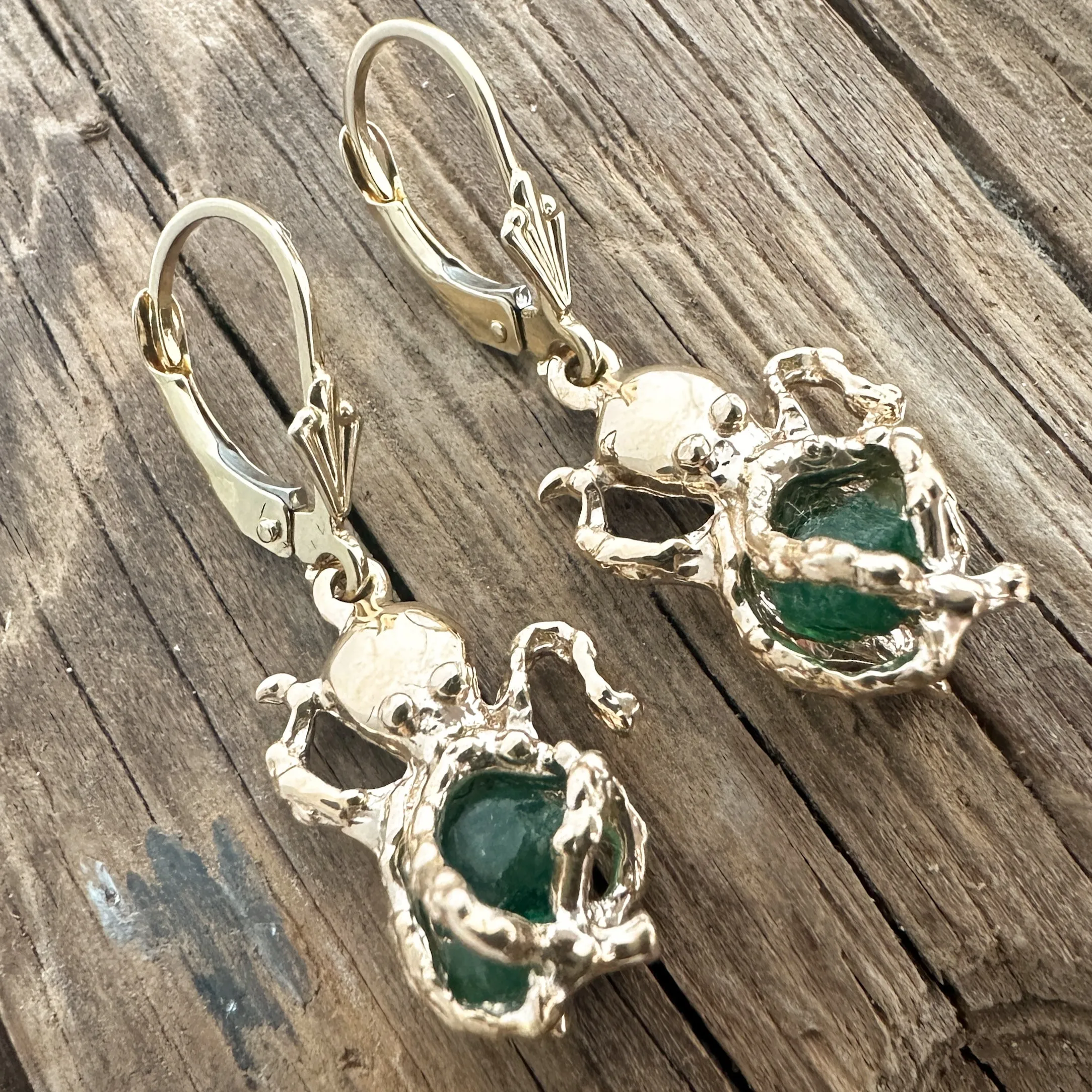Non-Shipwreck Emerald Earrings,  2.6 CT, Mounted in 14K Gold