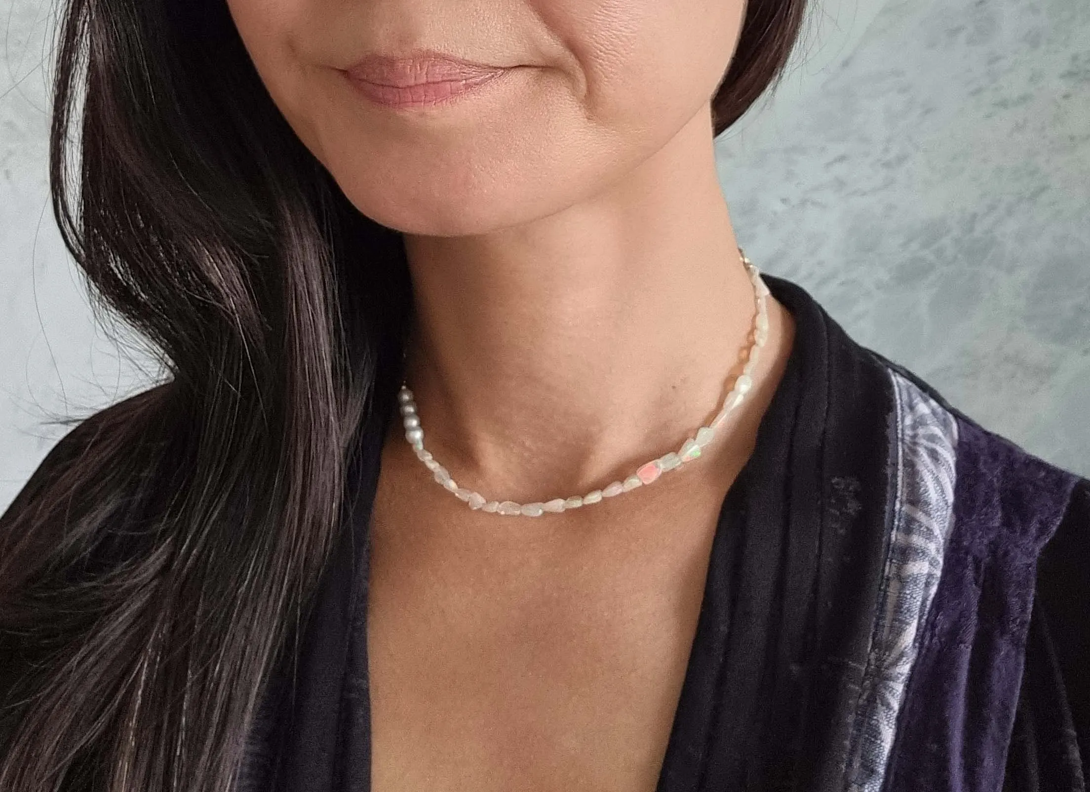 opal clouds | antique chain opal pearl necklace