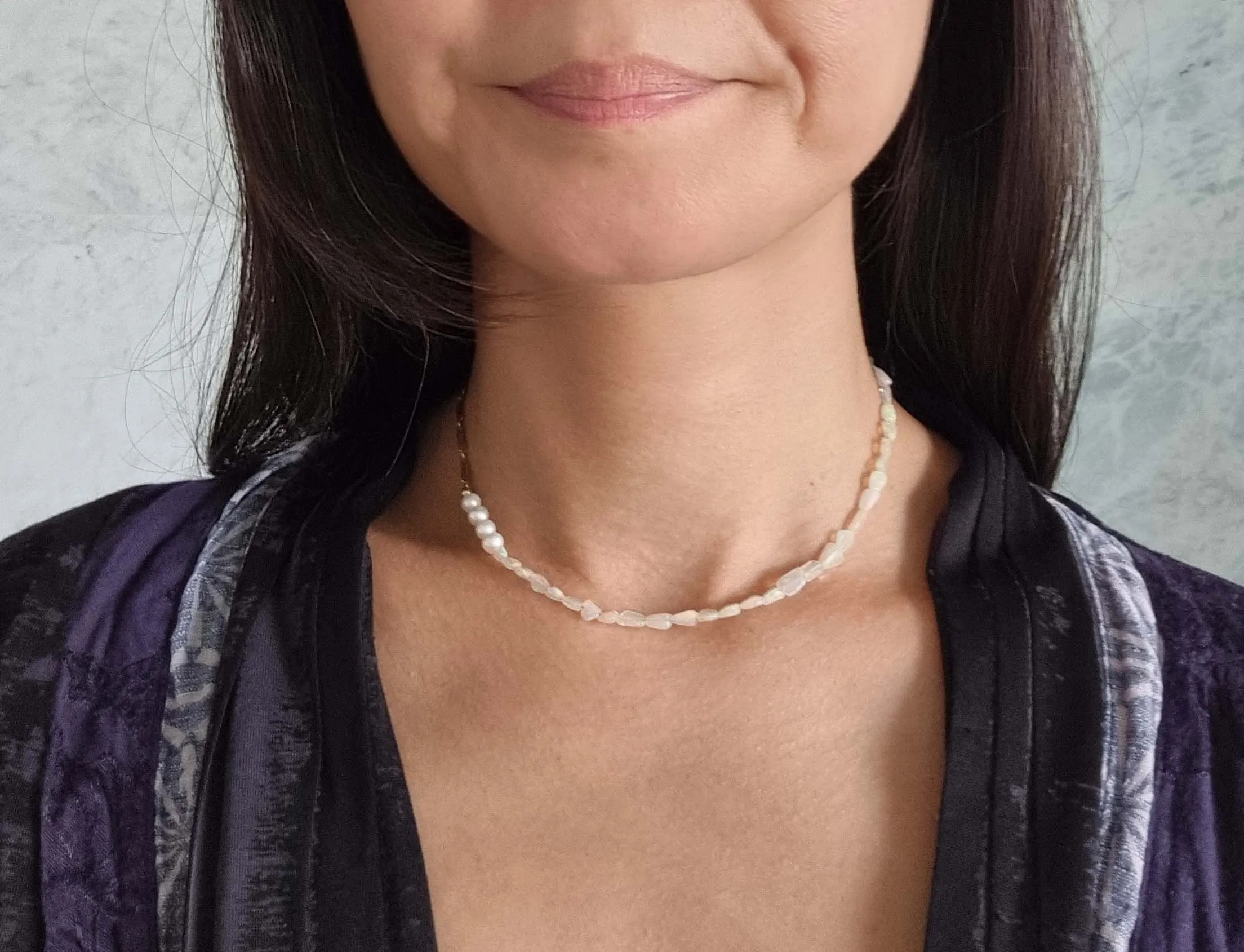 opal clouds | antique chain opal pearl necklace
