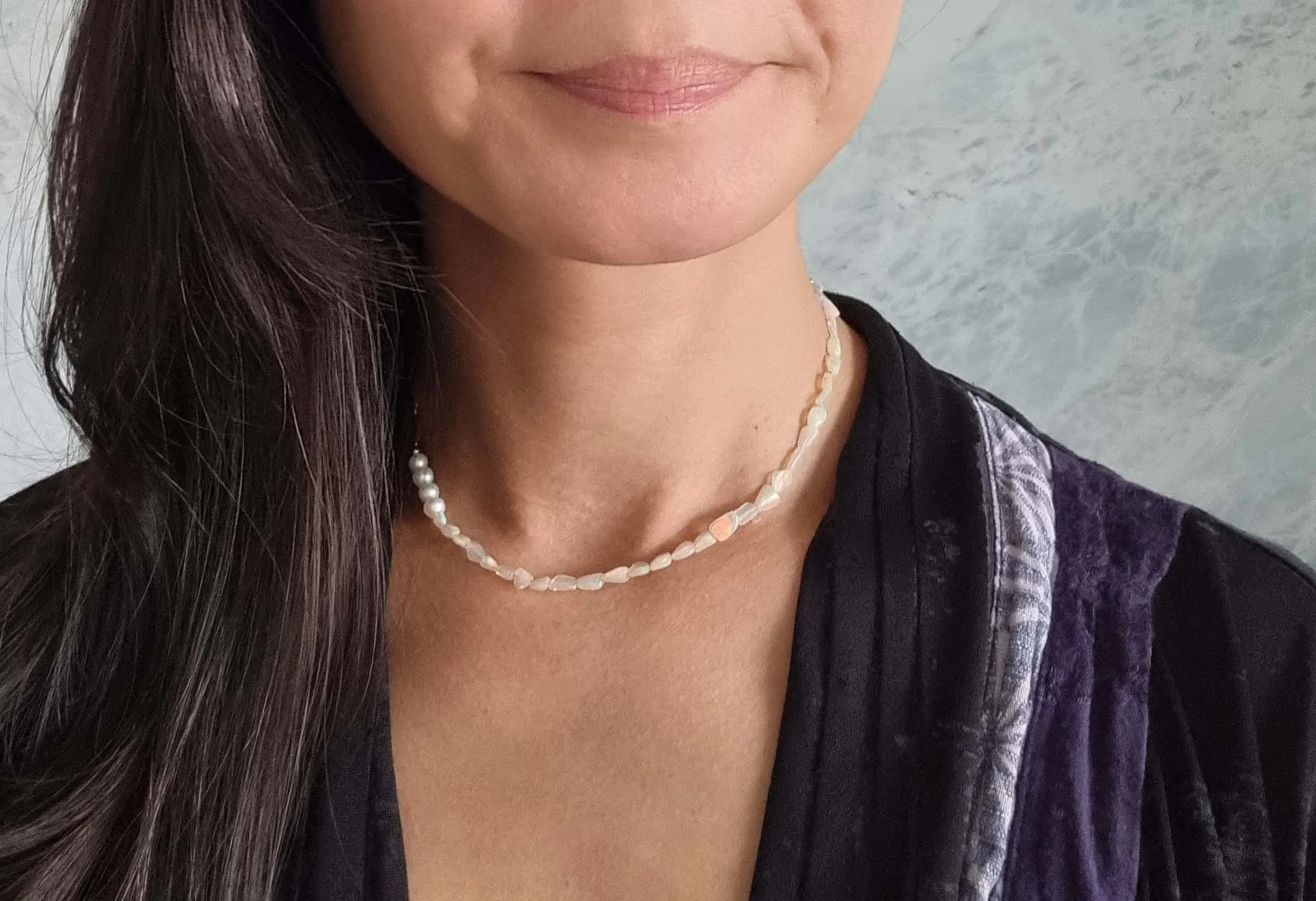 opal clouds | antique chain opal pearl necklace