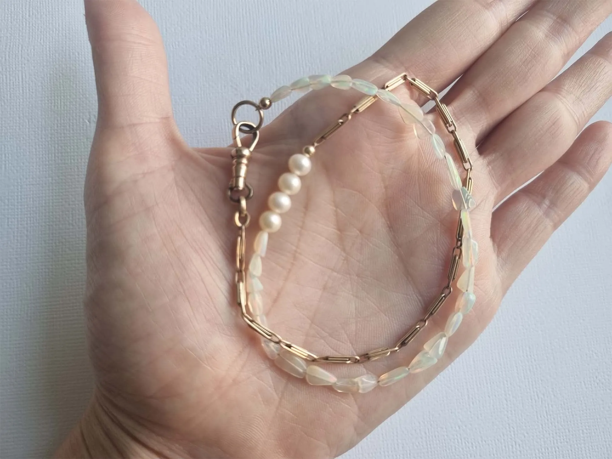 opal clouds | antique chain opal pearl necklace