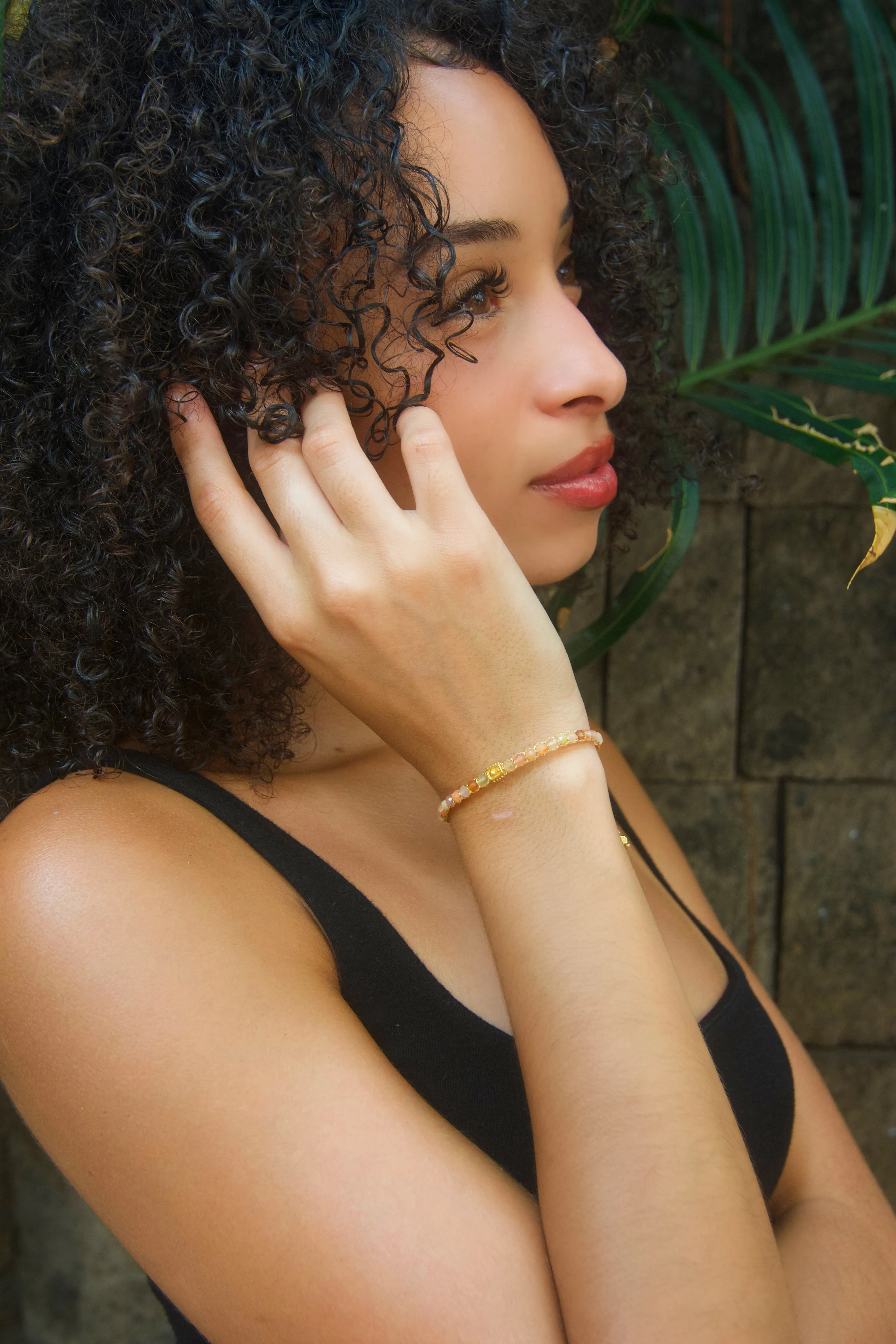 Orange Botswana Agate  Bracelet | Gold