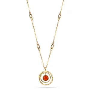 ORANGE FACETED STONE ROUND PENDANT NECKLACES #158RD1401 (8F11)