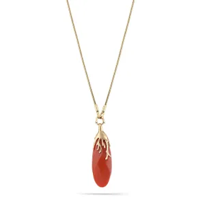 ORANGE FACETED TEARDROP STONE PENDANT NECKLACES #156RD1101 (4F1)