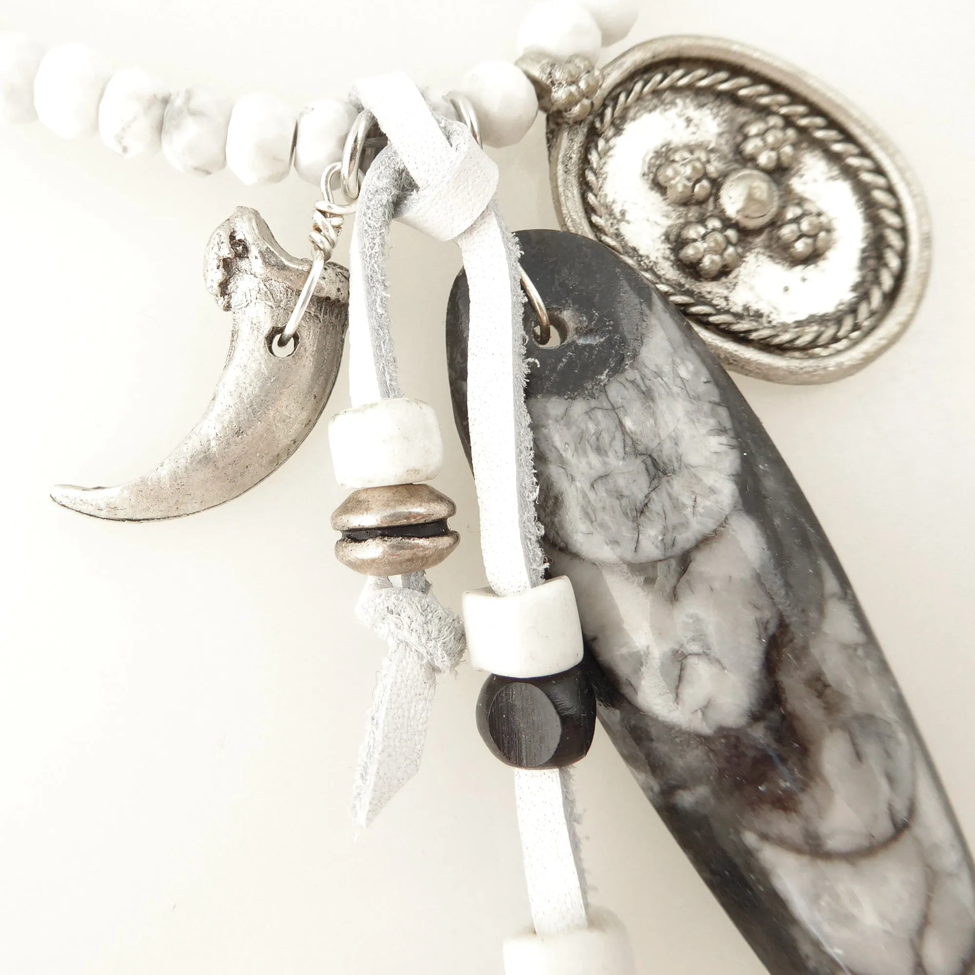 Orthoceras and white howlite necklace