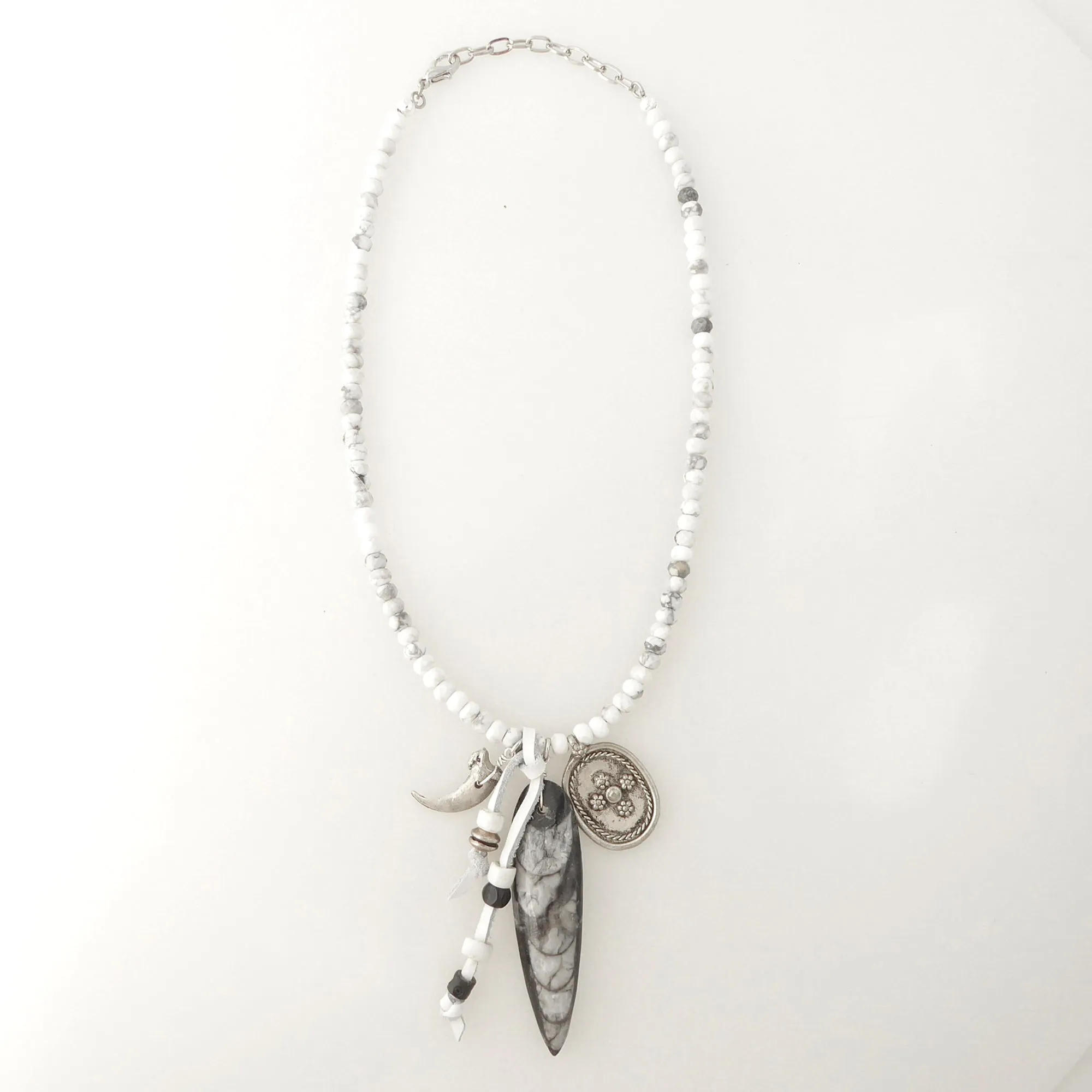 Orthoceras and white howlite necklace