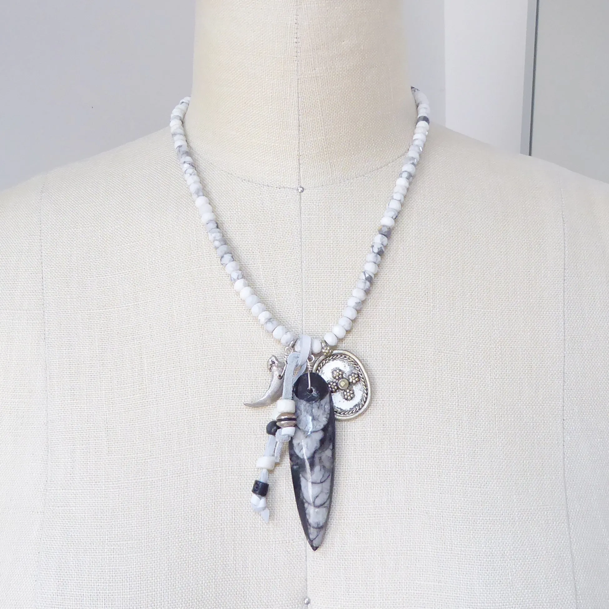 Orthoceras and white howlite necklace