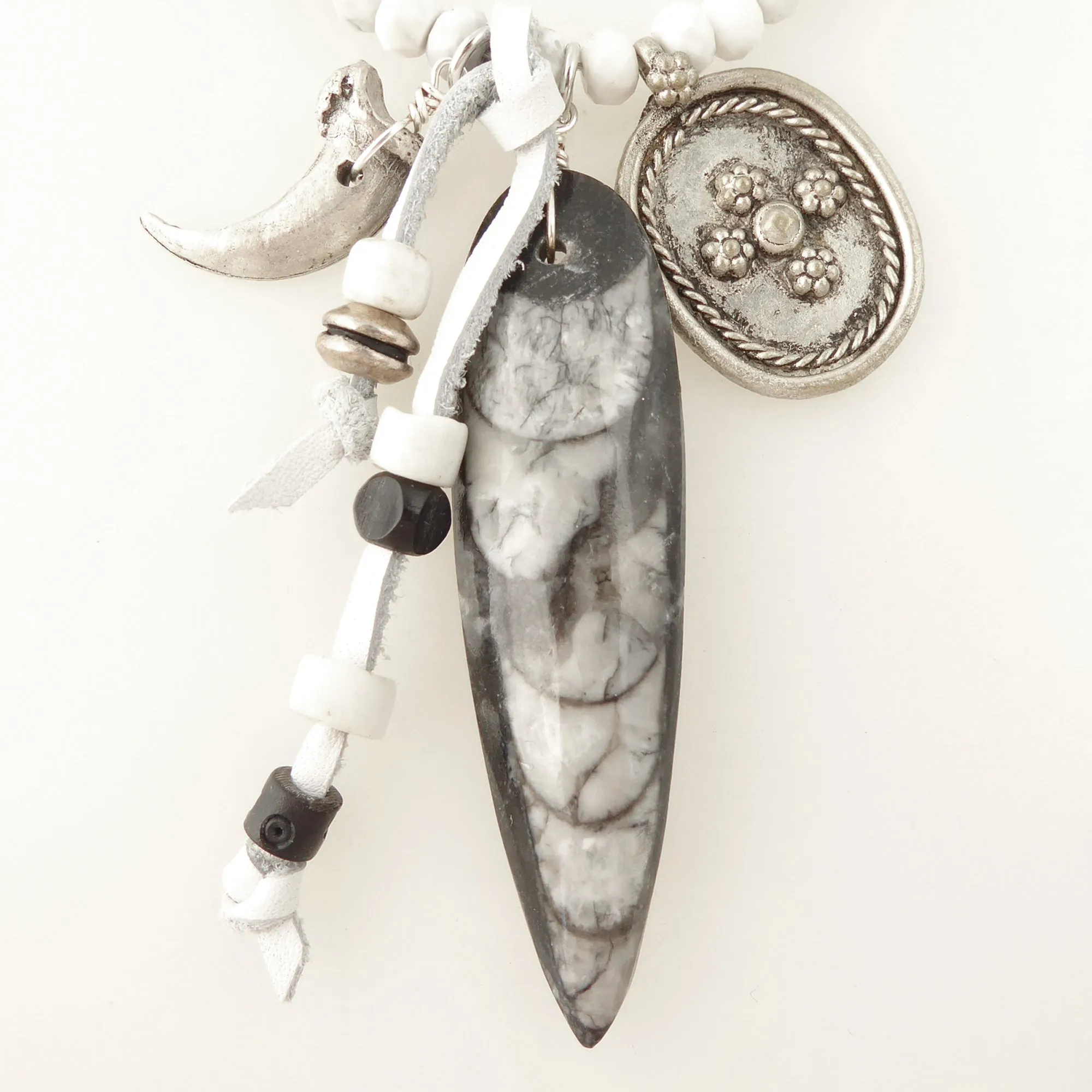 Orthoceras and white howlite necklace