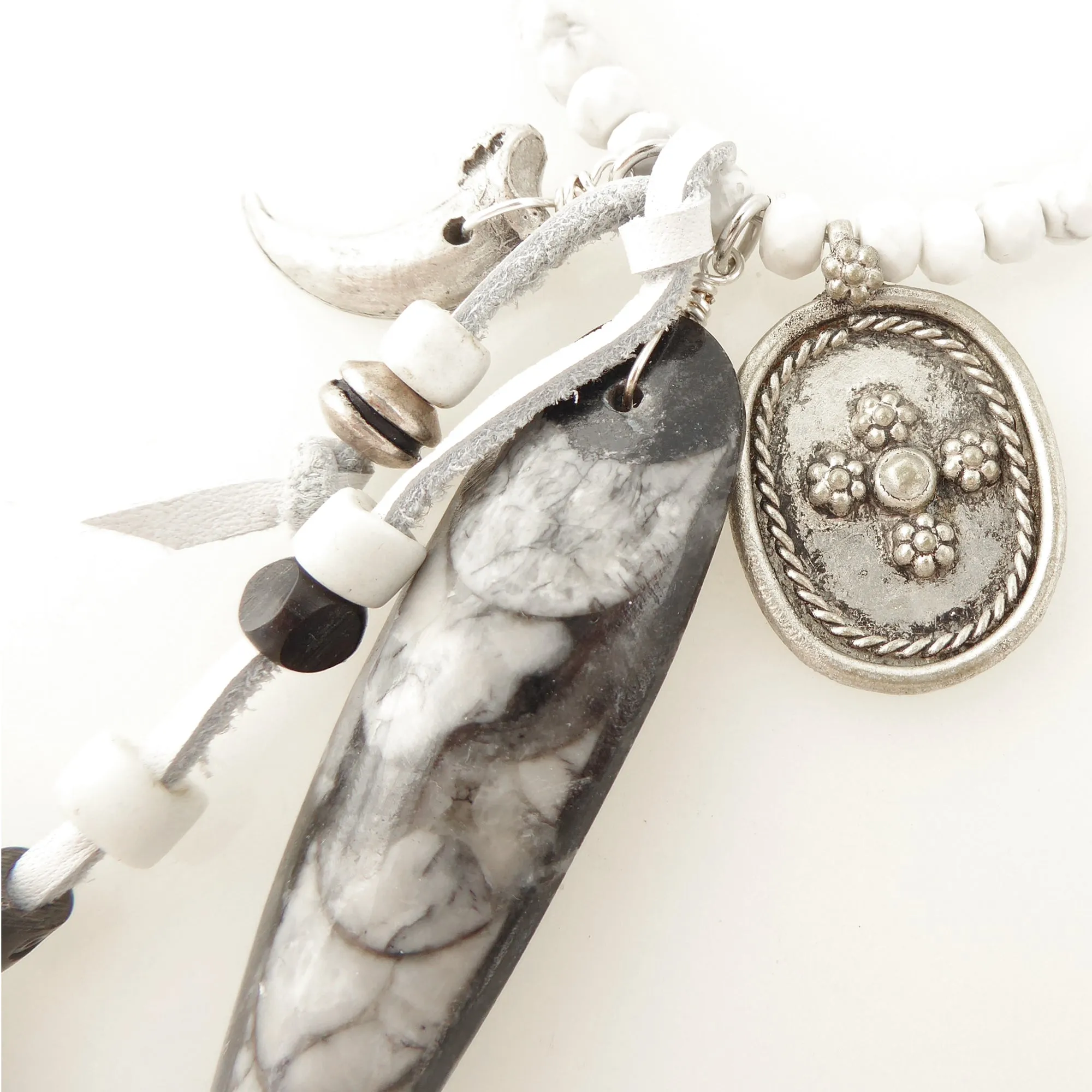 Orthoceras and white howlite necklace