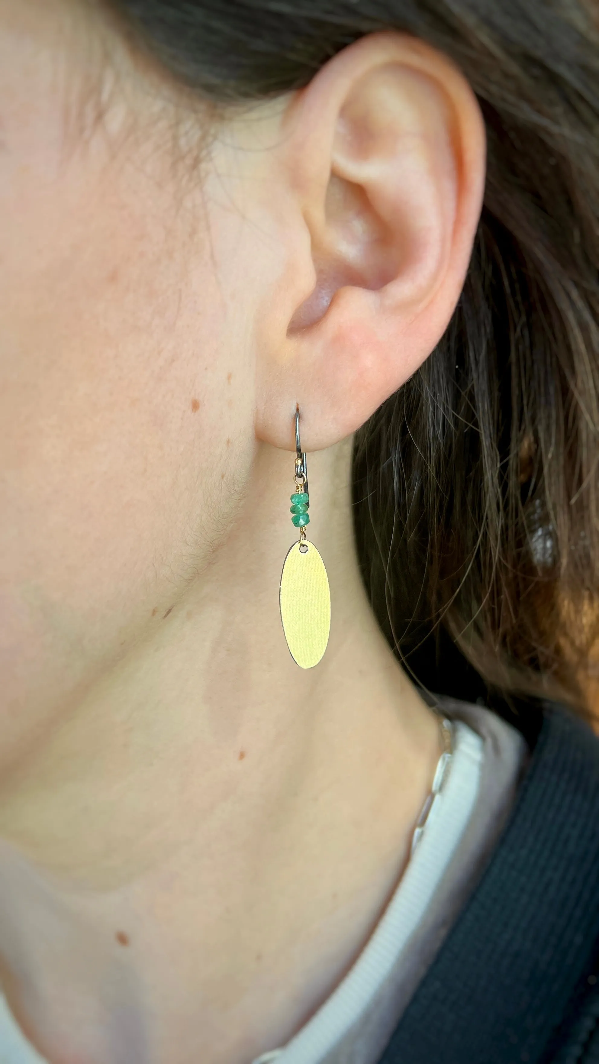 Oval & Emerald Earrings