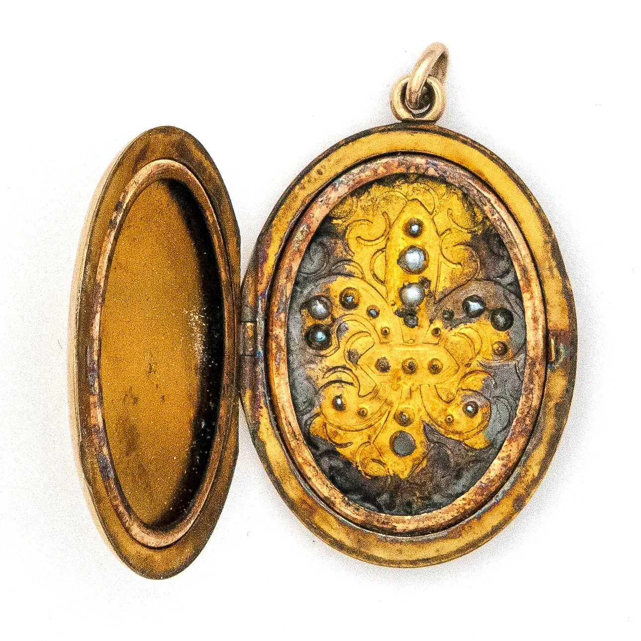 Oval Pearl Fleur De Lis Antique Locket