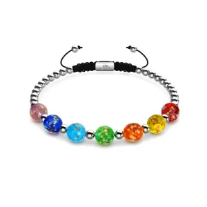Over The Rainbow | Silver | Solid Firefly Glass Chakra Bracelet