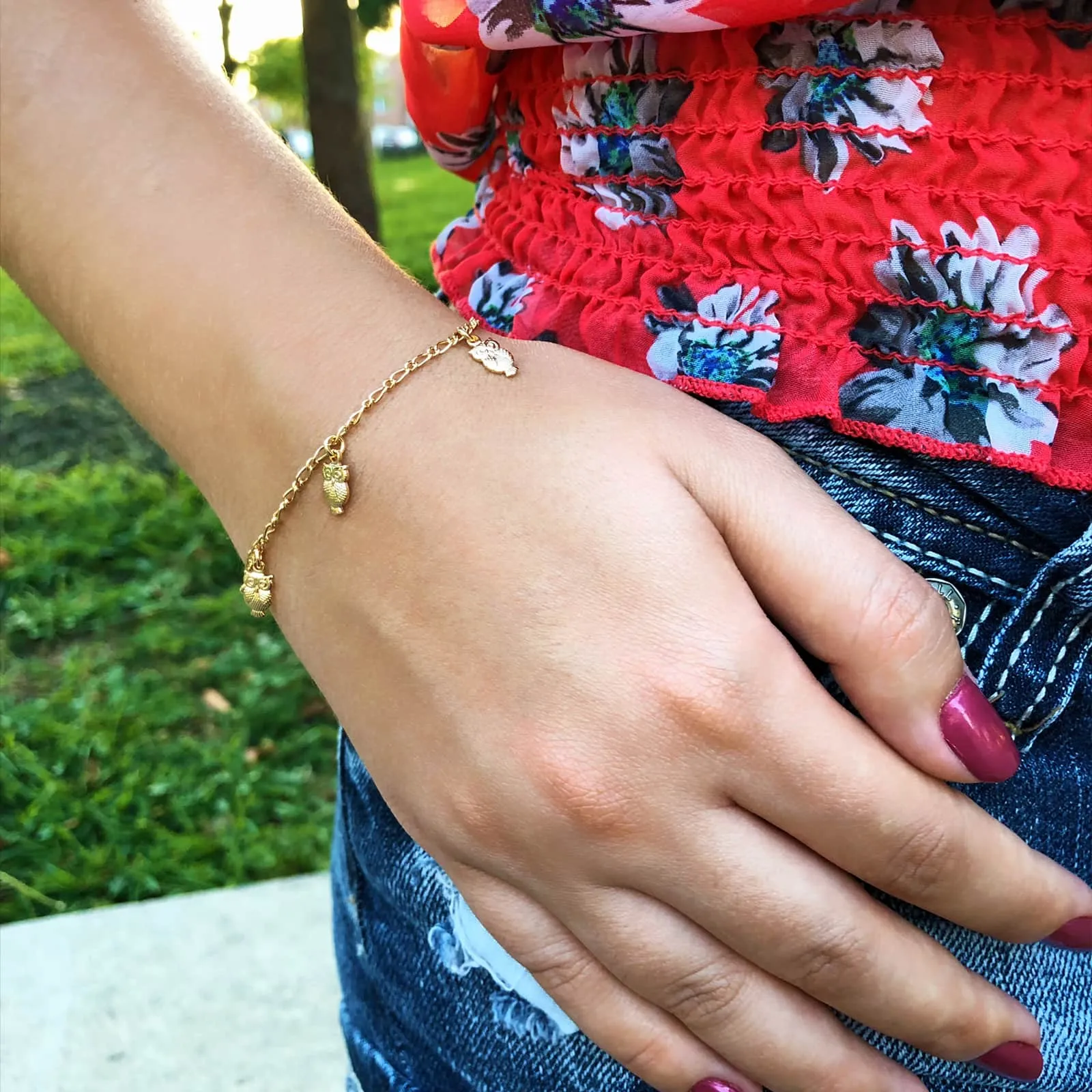 Owl charms Bracelet and Anklet Wisdom and Intuition Choose size for baby and women