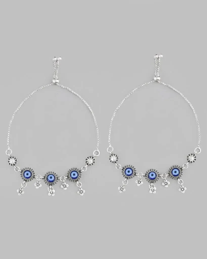 Pack of 2 Silver Plated Evel Eye Anklet-VOJ087
