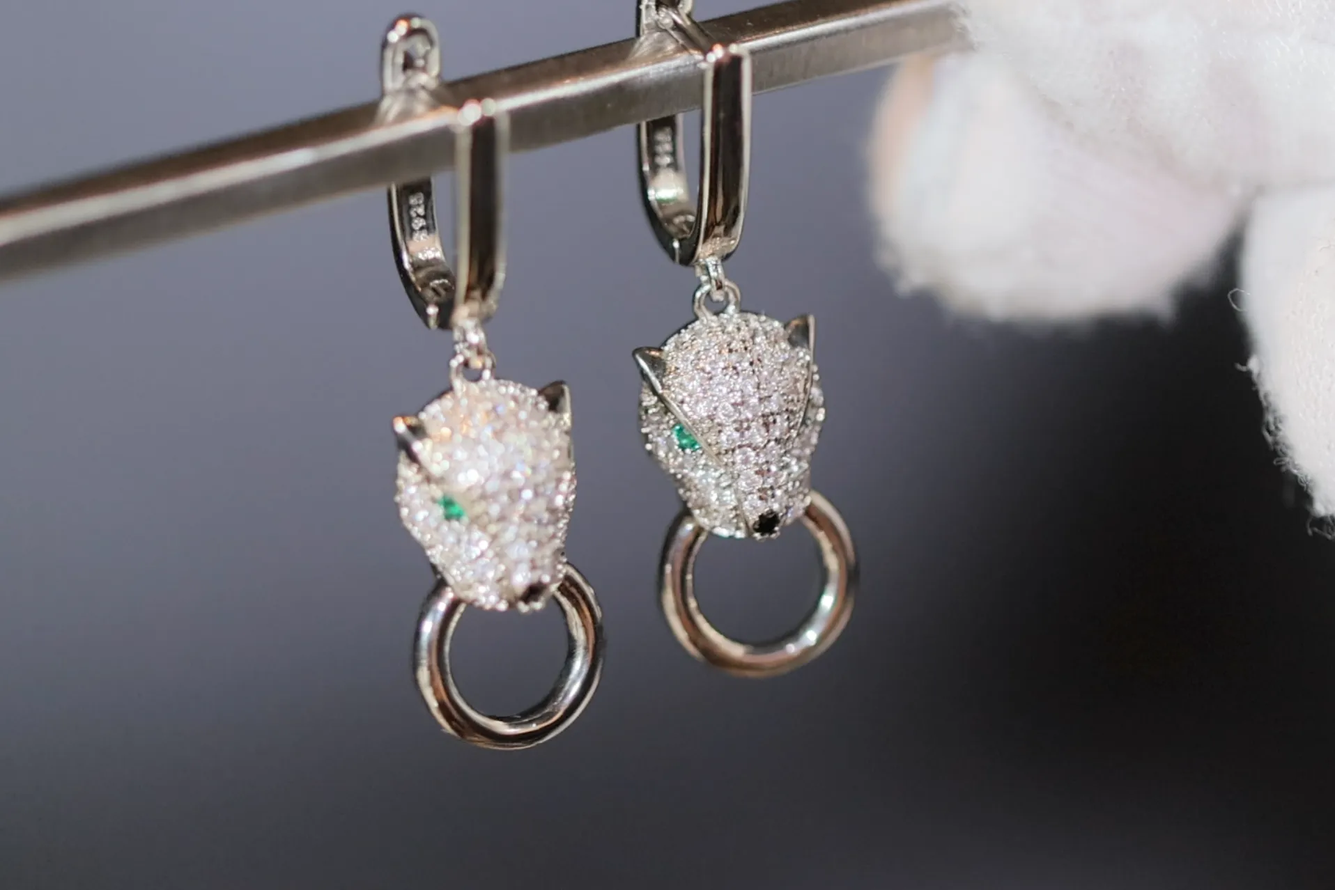 Panther Earrings | Diamond Earrings | Diamond Panther Earrings | Womens Earrings | Hoop Earrings | Womens Diamond Earrings | Charm Earrings