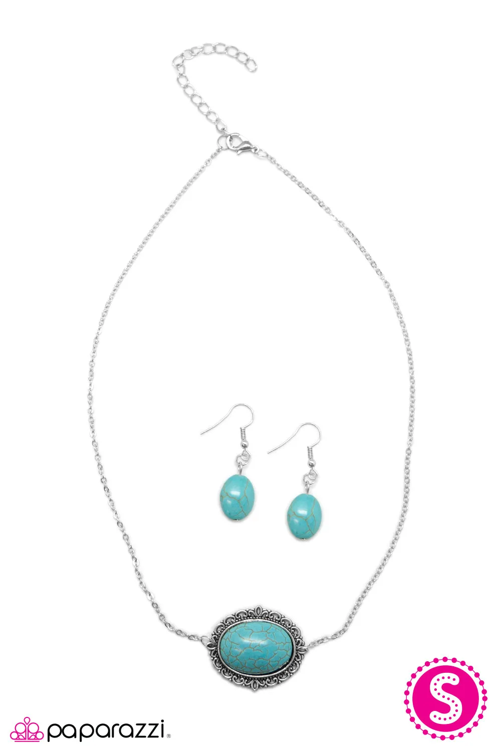Paparazzi - Western Cameo - Blue Necklace