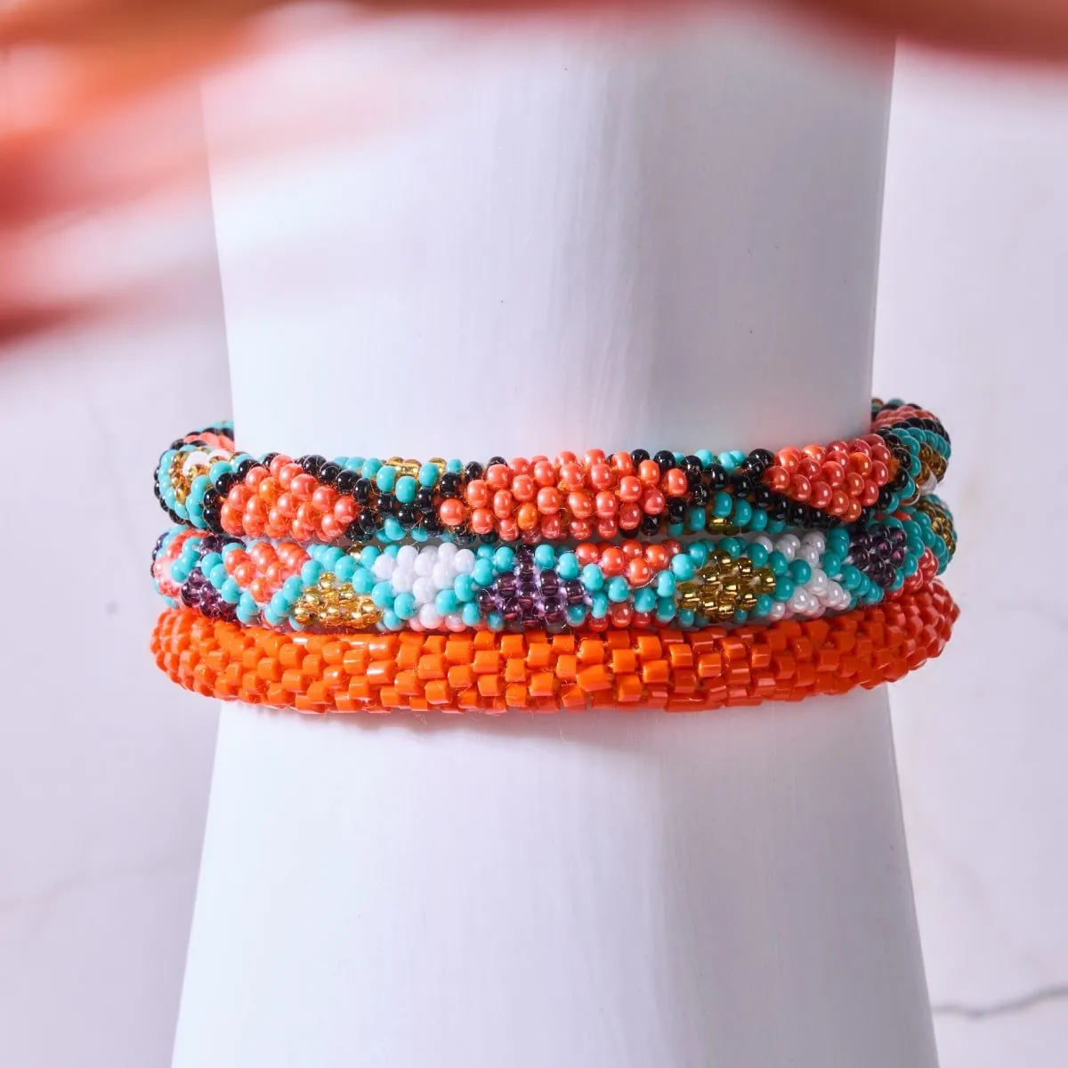 Papaya | Himalayan Glass Bead Bracelet