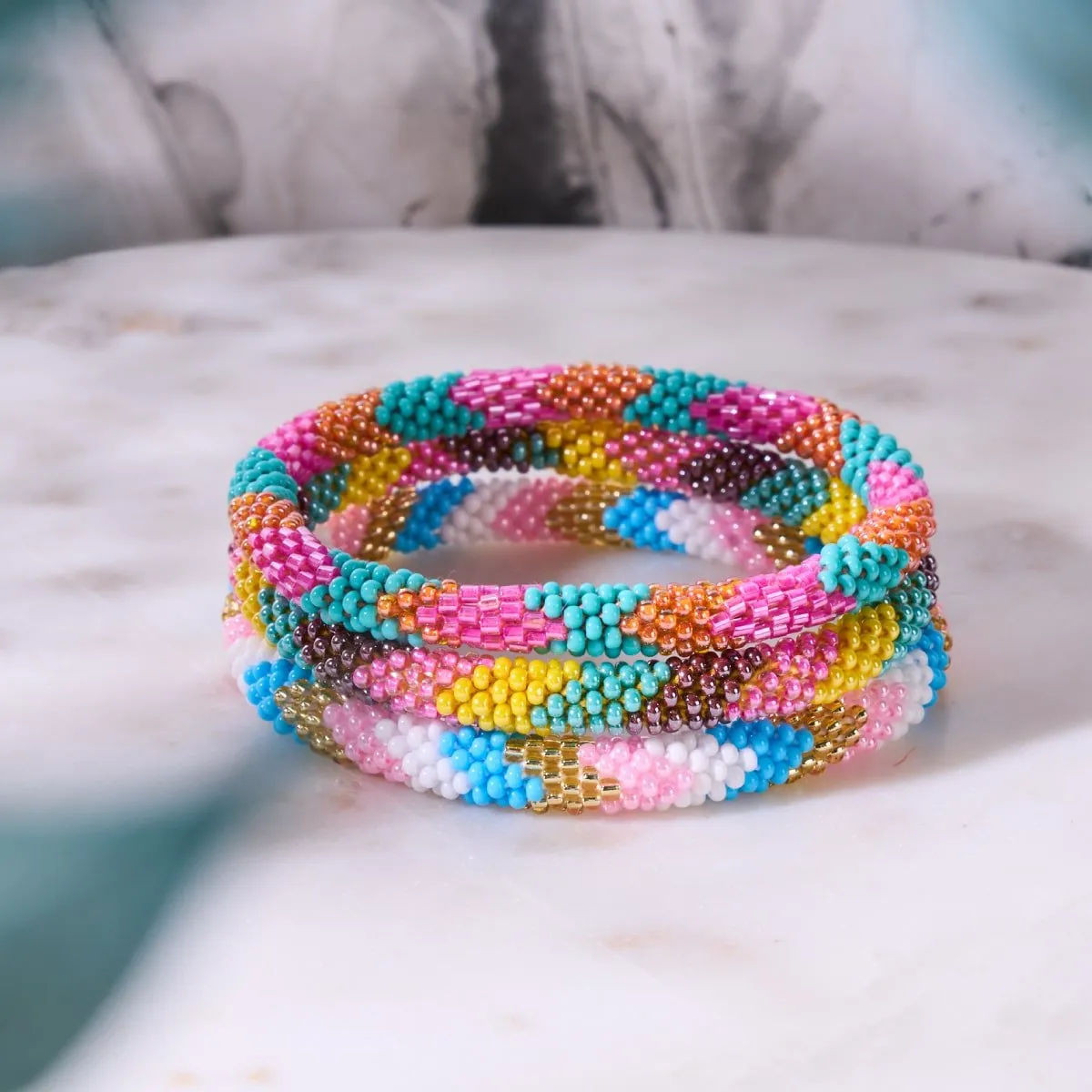 Pastel Sky | Himalayan Glass Bead Bracelet