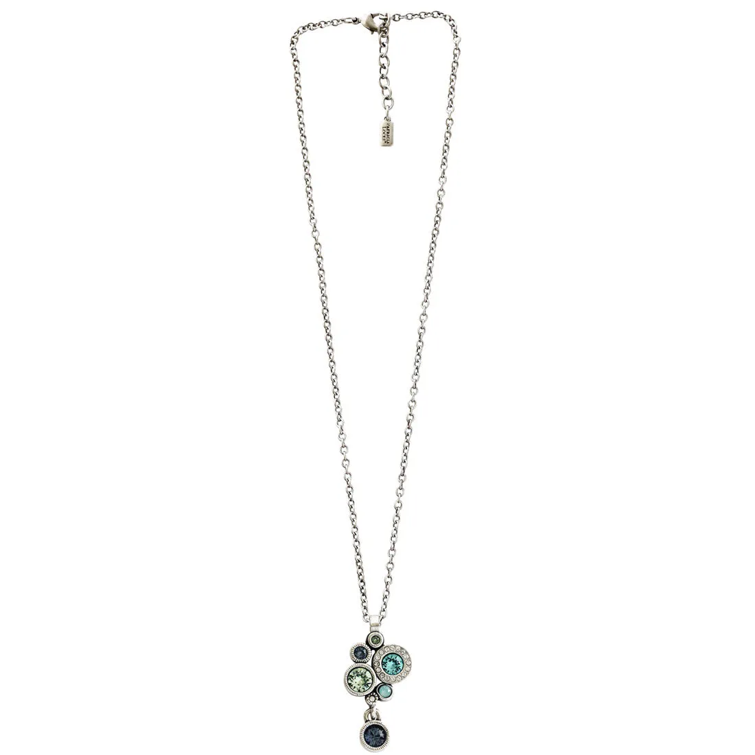Patricia Locke Balancing Act Sterling Silver Plated Swarovski Round Mosaic Dangle Pendant Necklace, NK0521S Zephyr