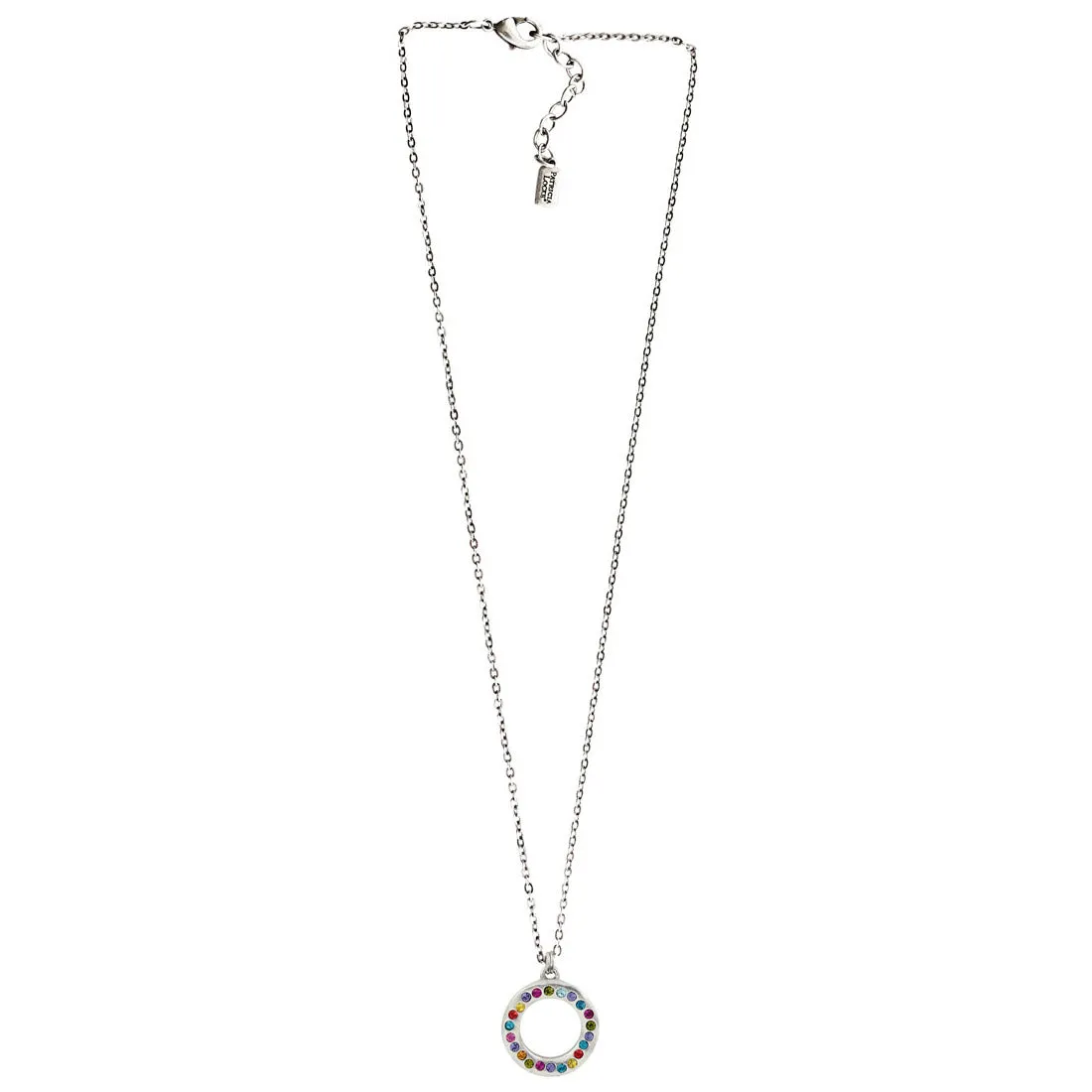 Patricia Locke Eddy Sterling Silver Plated Swarovski Round Ring Rainbow Pendant Necklace, NK0612S Celebration