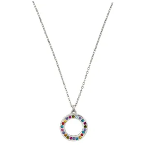Patricia Locke Eddy Sterling Silver Plated Swarovski Round Ring Rainbow Pendant Necklace, NK0612S Celebration